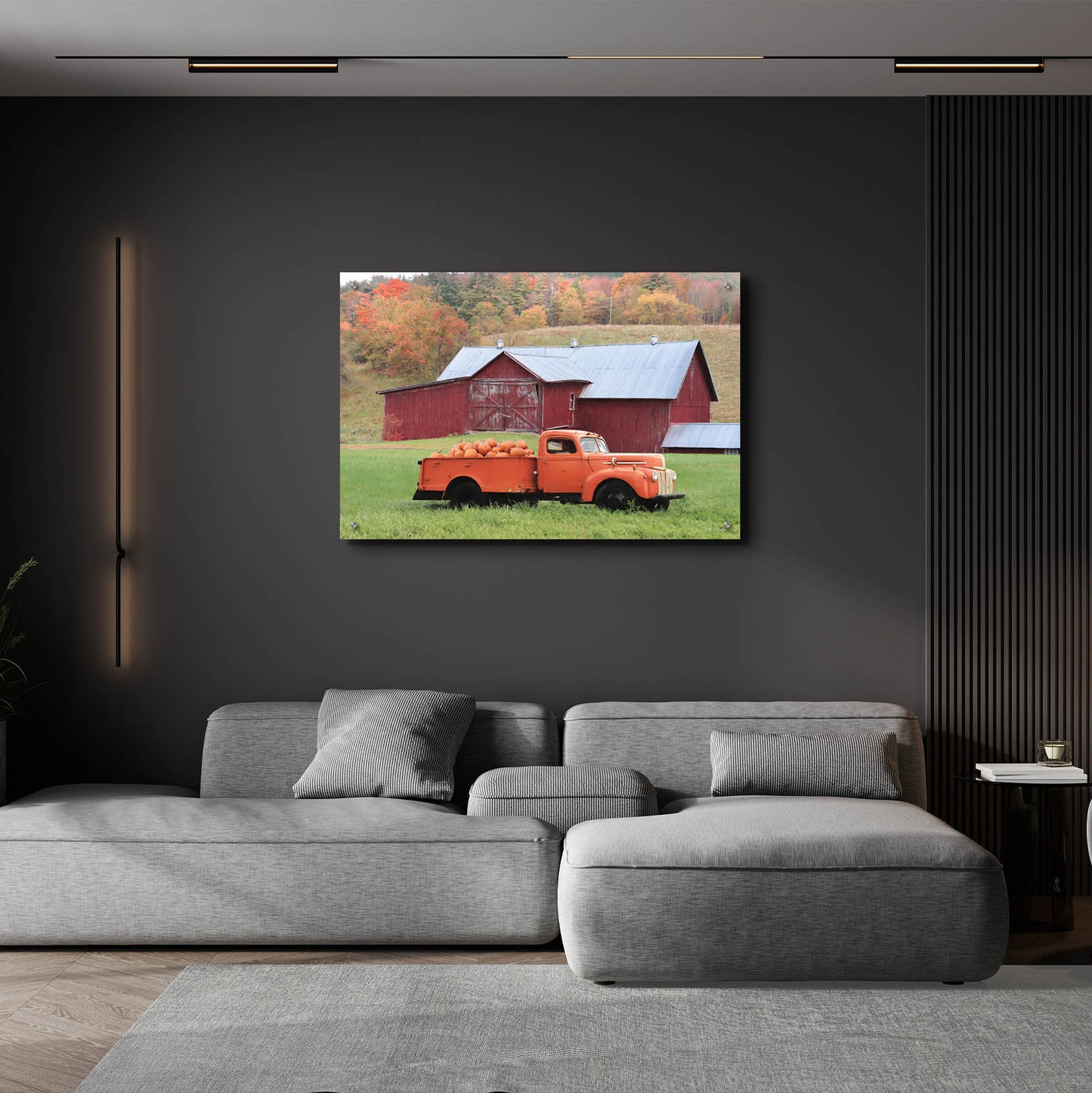 Epic Art 'Orange Pumpkin Truck' by Lori Deiter, Acrylic Glass Wall Art,36x24