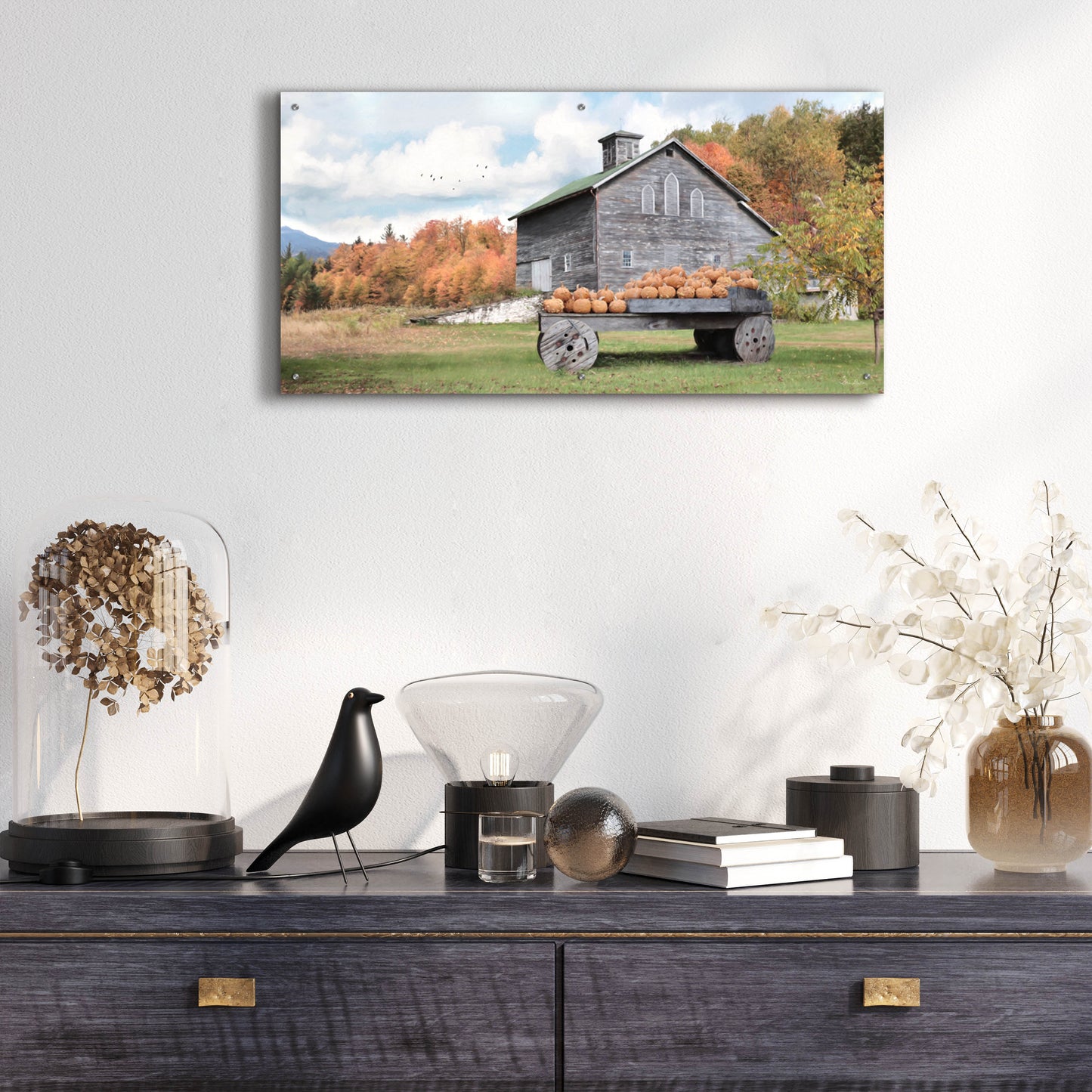 Epic Art 'Fall Roadside Market' by Lori Deiter, Acrylic Glass Wall Art,48x24