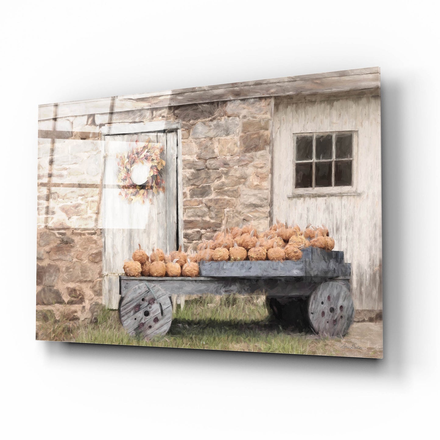 Epic Art 'Fort Halifax Pumpkin Wagon' by Lori Deiter, Acrylic Glass Wall Art,16x12