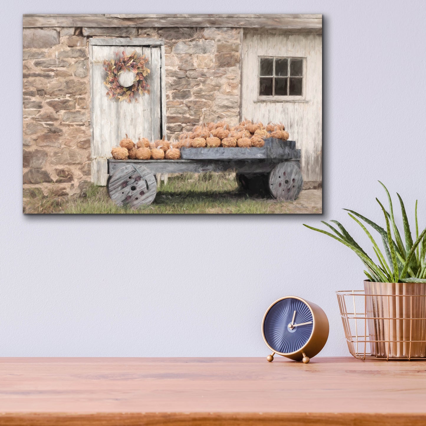 Epic Art 'Fort Halifax Pumpkin Wagon' by Lori Deiter, Acrylic Glass Wall Art,16x12