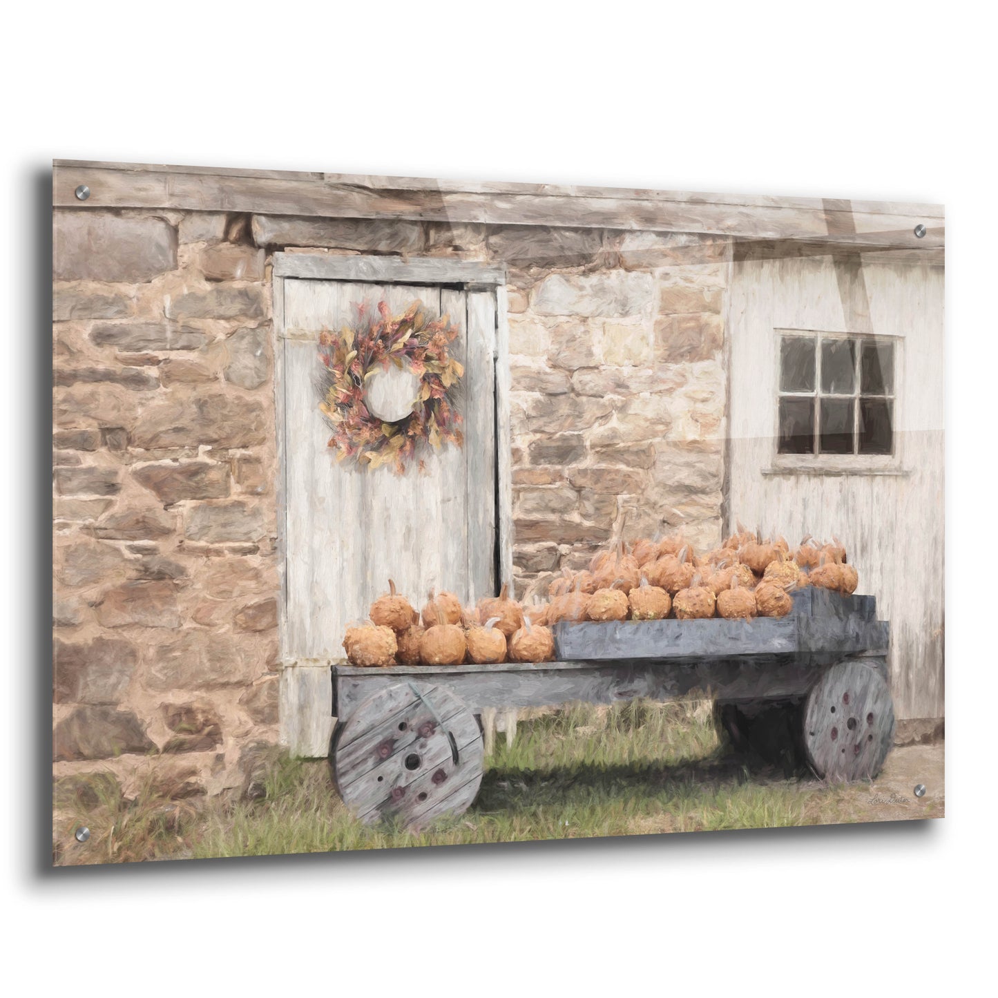 Epic Art 'Fort Halifax Pumpkin Wagon' by Lori Deiter, Acrylic Glass Wall Art,36x24