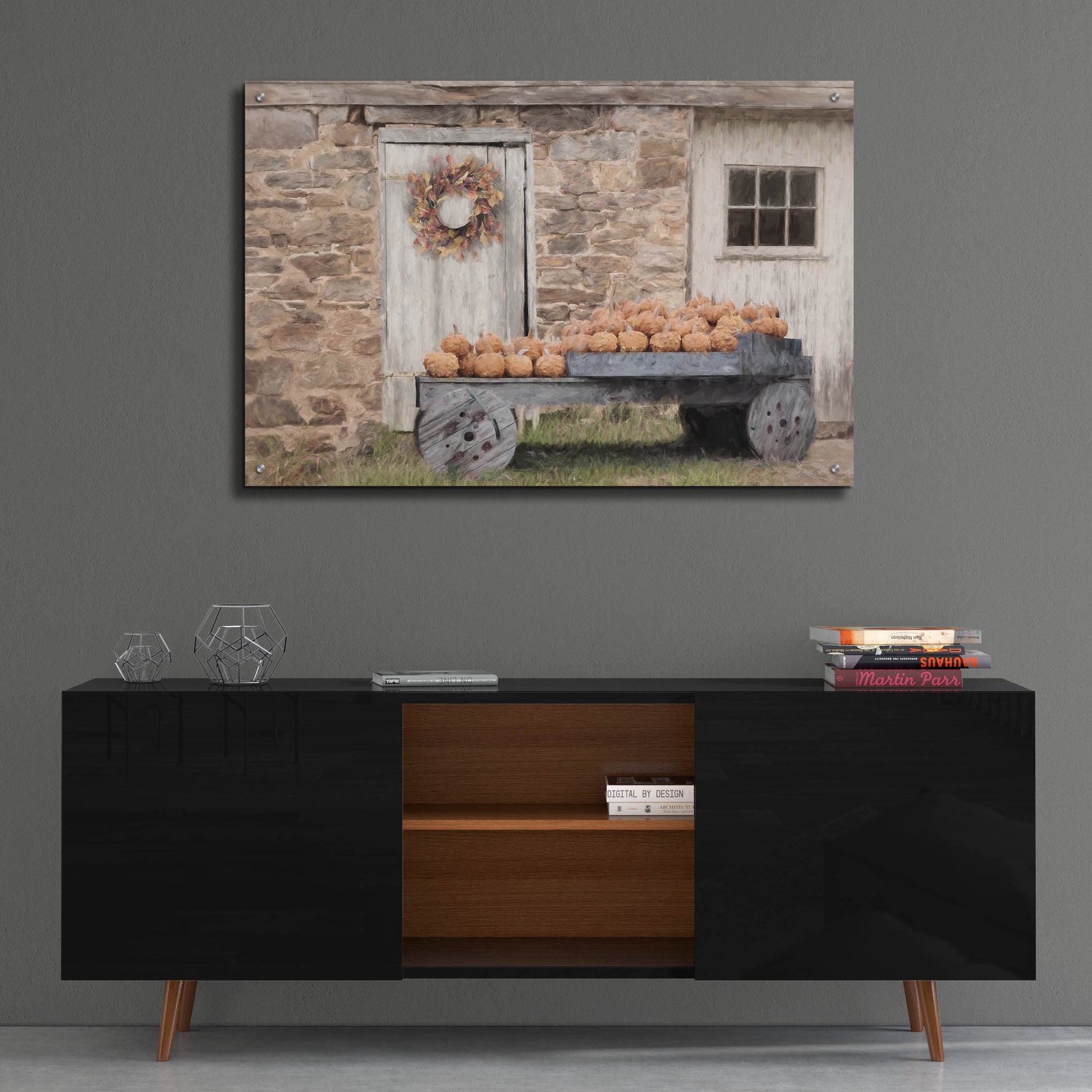 Epic Art 'Fort Halifax Pumpkin Wagon' by Lori Deiter, Acrylic Glass Wall Art,36x24