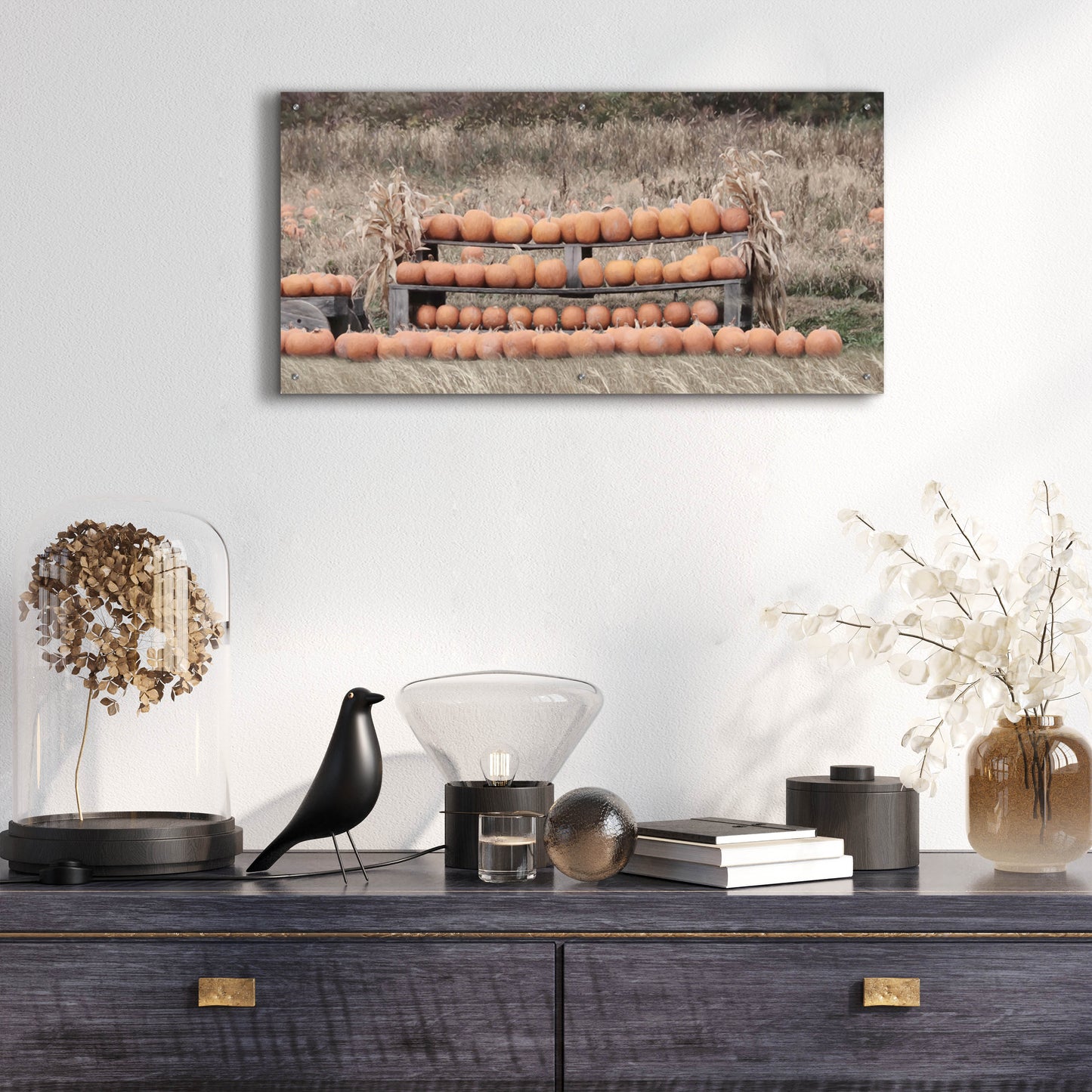 Epic Art 'Pumpkin Picking' by Lori Deiter, Acrylic Glass Wall Art,48x24