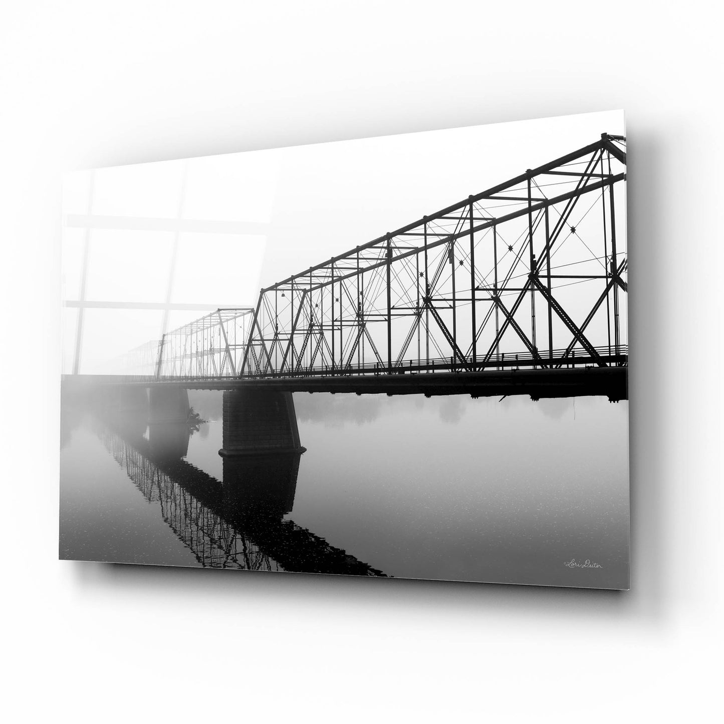 Epic Art 'Foggy Morning Bridge' by Lori Deiter, Acrylic Glass Wall Art,16x12