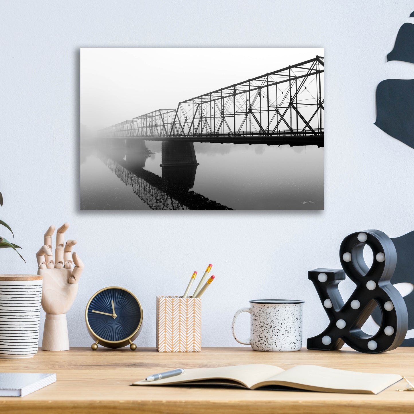 Epic Art 'Foggy Morning Bridge' by Lori Deiter, Acrylic Glass Wall Art,16x12