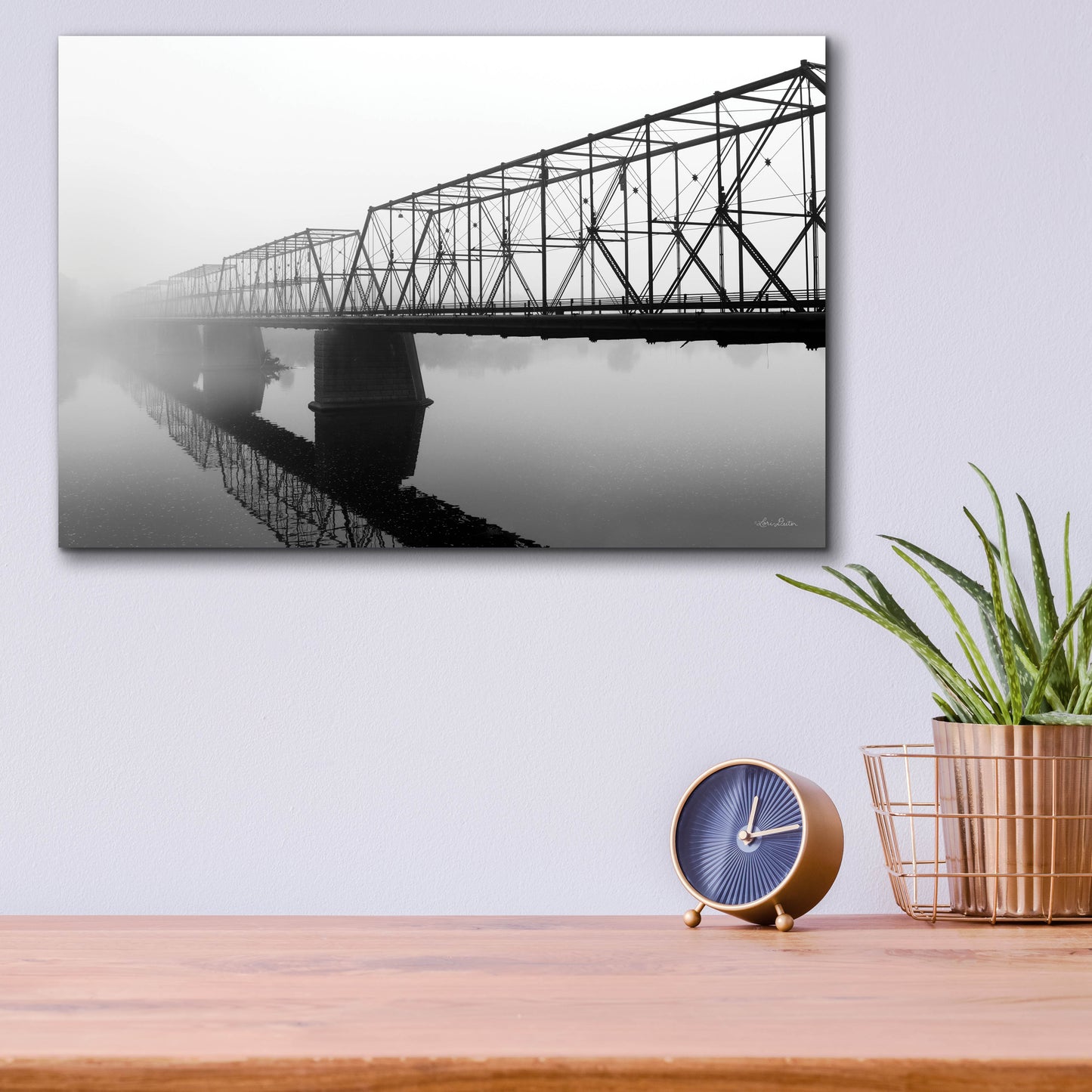 Epic Art 'Foggy Morning Bridge' by Lori Deiter, Acrylic Glass Wall Art,16x12