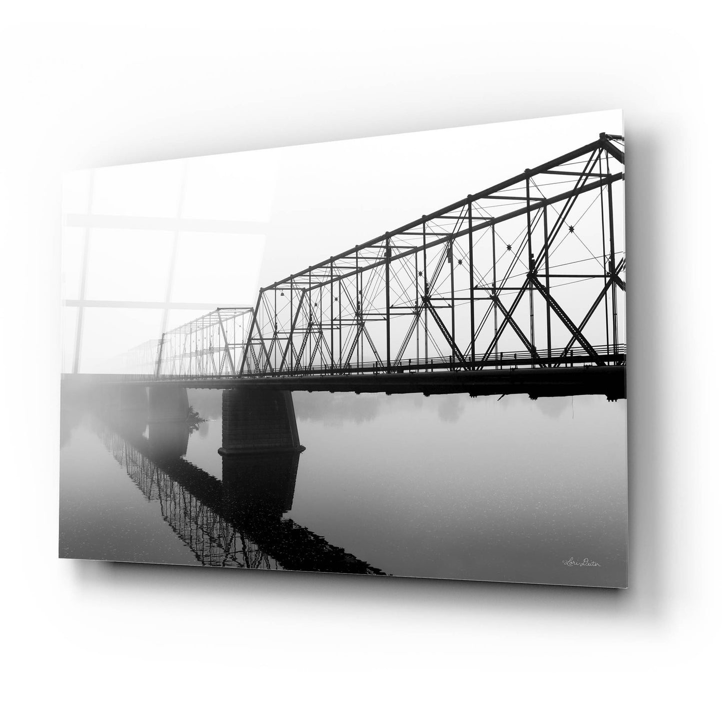 Epic Art 'Foggy Morning Bridge' by Lori Deiter, Acrylic Glass Wall Art,24x16