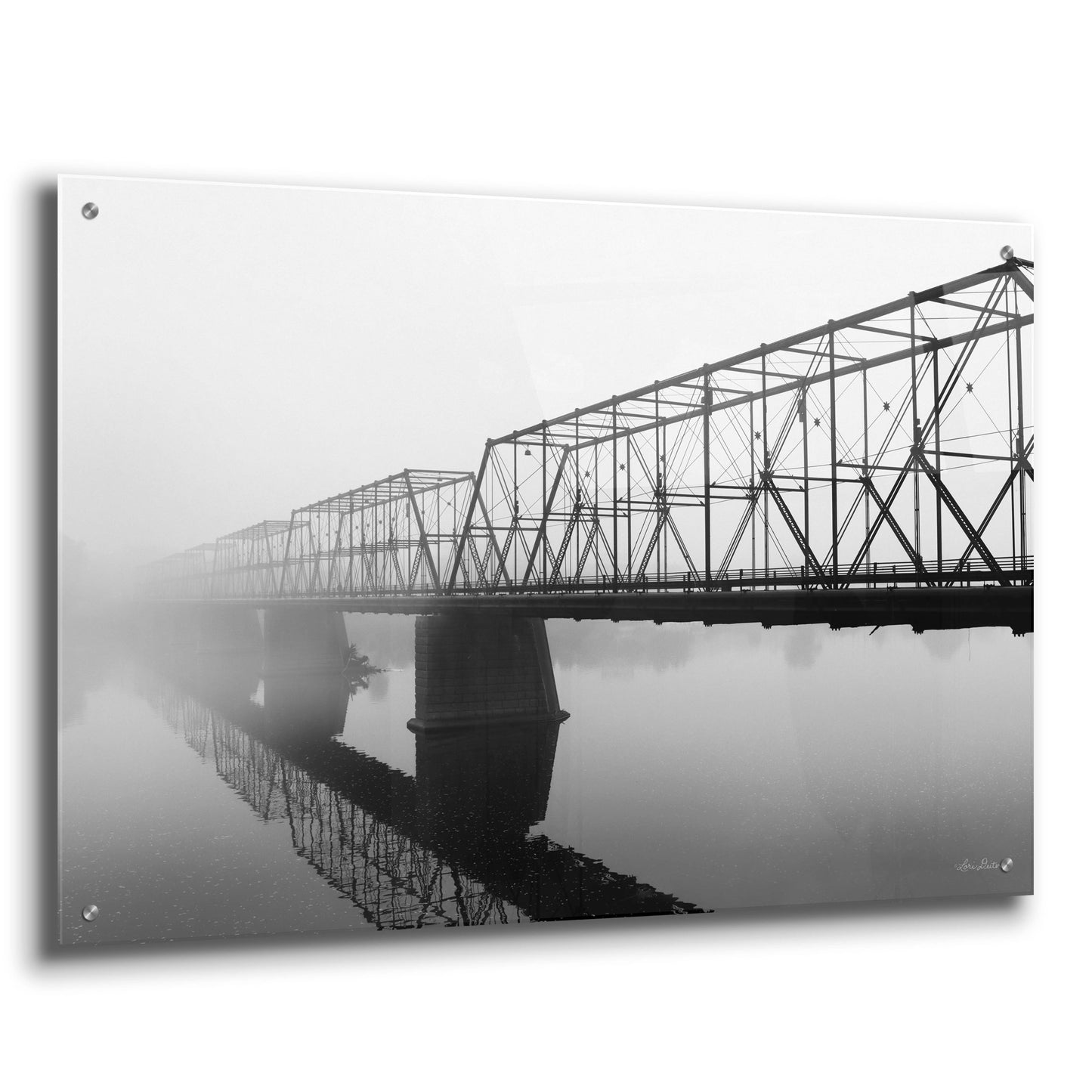 Epic Art 'Foggy Morning Bridge' by Lori Deiter, Acrylic Glass Wall Art,36x24