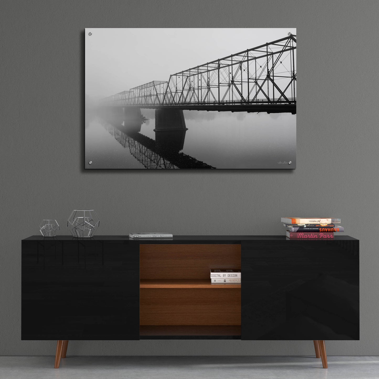 Epic Art 'Foggy Morning Bridge' by Lori Deiter, Acrylic Glass Wall Art,36x24