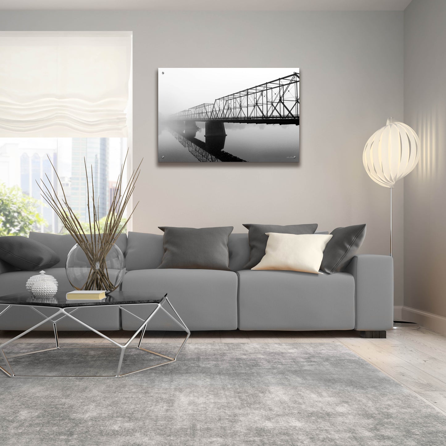 Epic Art 'Foggy Morning Bridge' by Lori Deiter, Acrylic Glass Wall Art,36x24