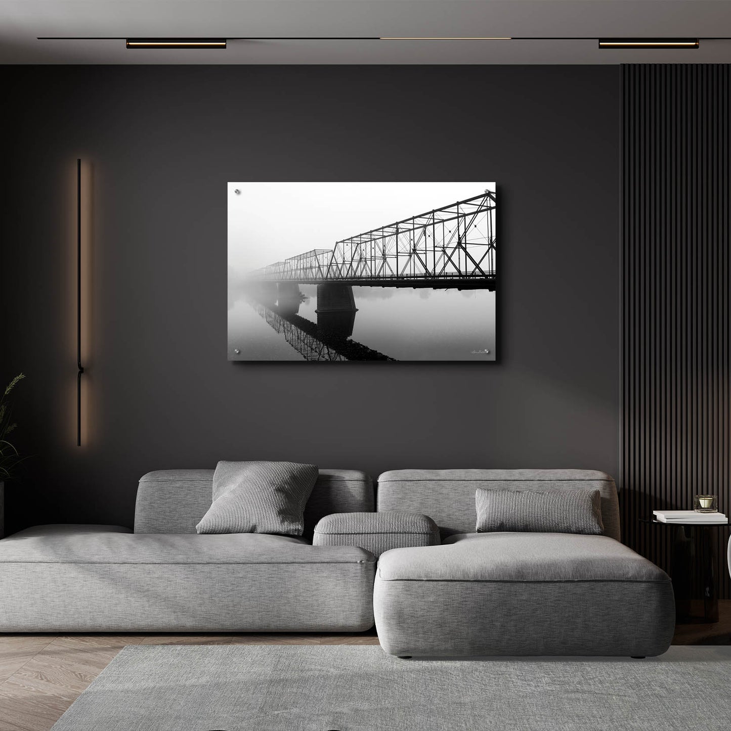 Epic Art 'Foggy Morning Bridge' by Lori Deiter, Acrylic Glass Wall Art,36x24