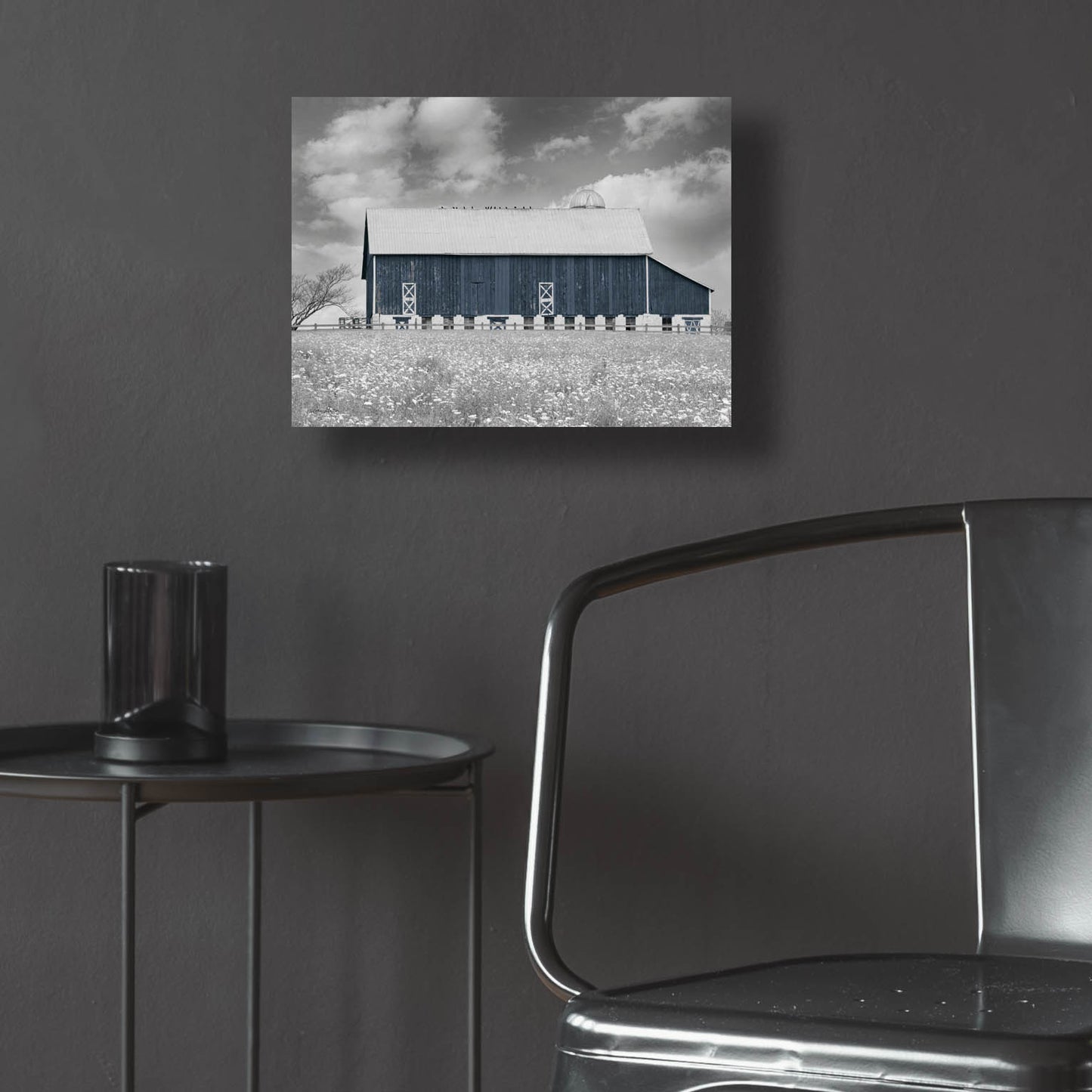 Epic Art 'Black & White Barn' by Lori Deiter, Acrylic Glass Wall Art,16x12