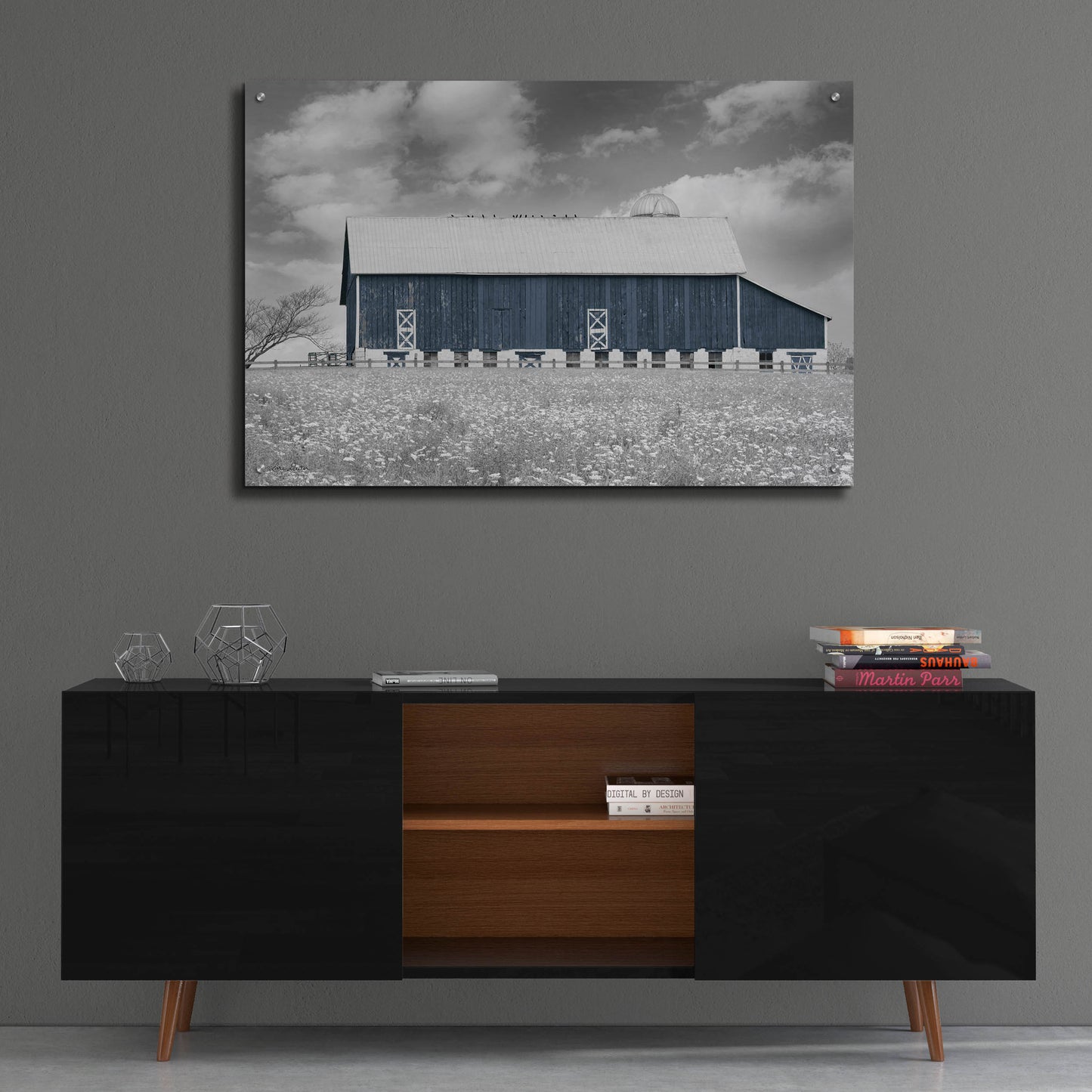 Epic Art 'Black & White Barn' by Lori Deiter, Acrylic Glass Wall Art,36x24