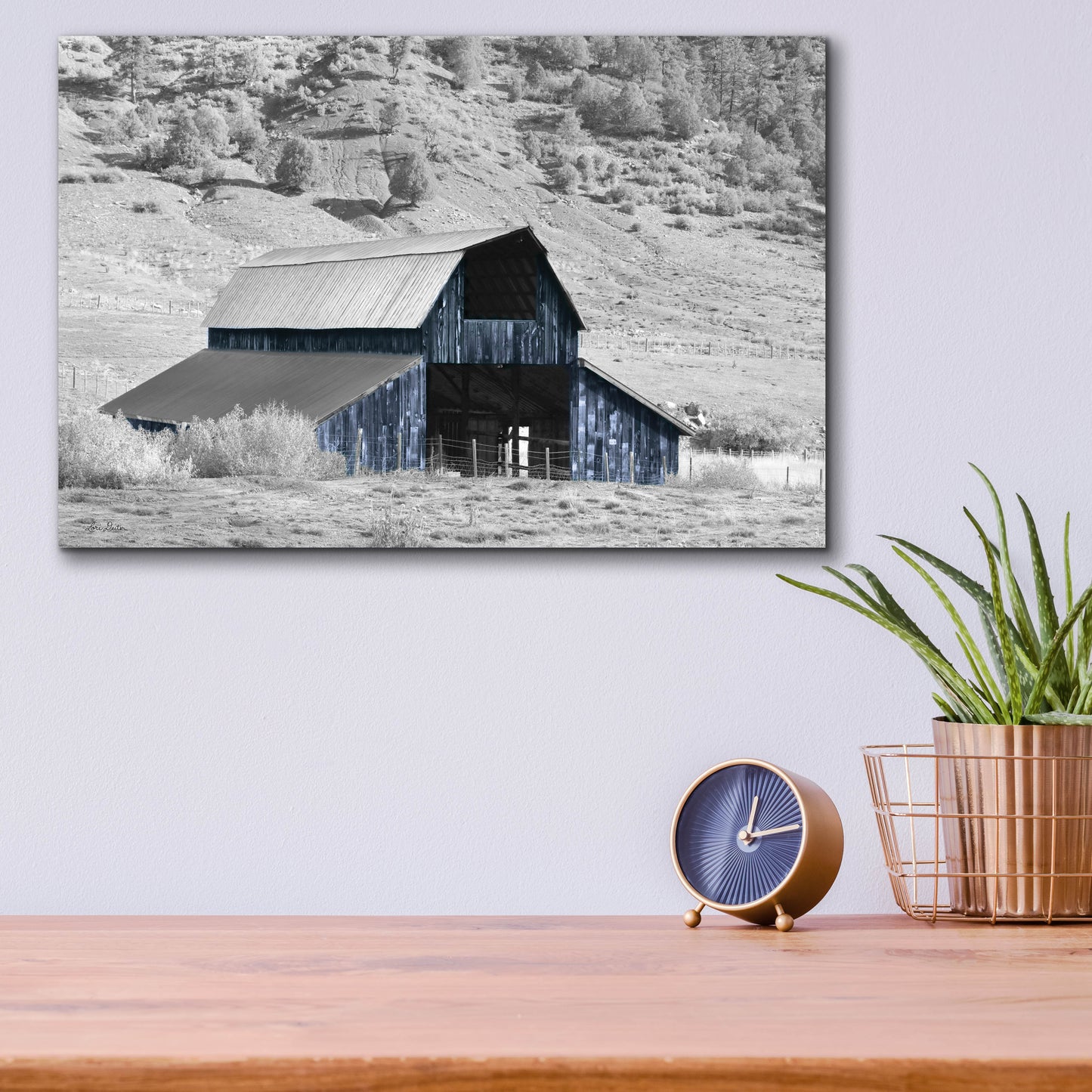 Epic Art 'Blue Barn II' by Lori Deiter, Acrylic Glass Wall Art,16x12