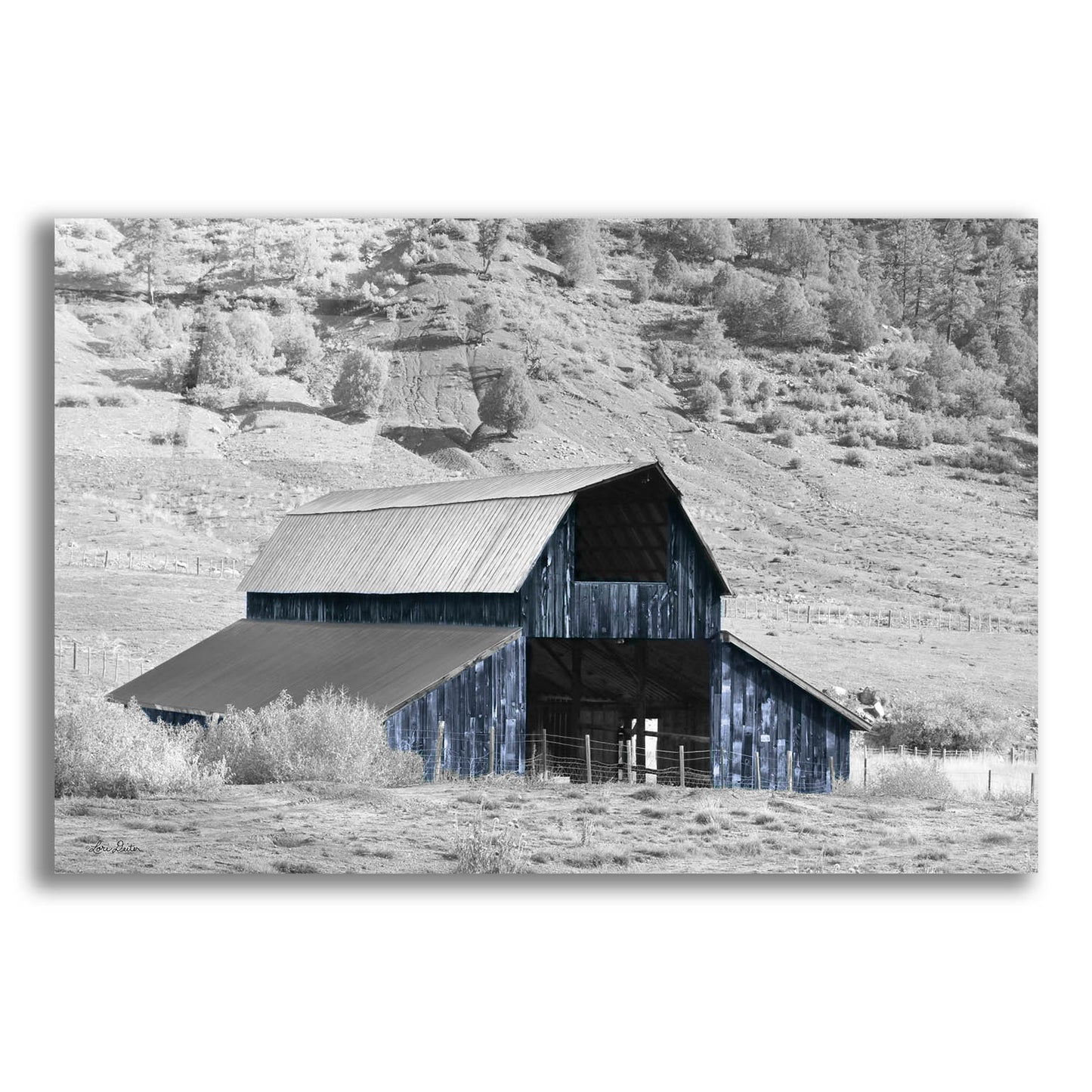 Epic Art 'Blue Barn II' by Lori Deiter, Acrylic Glass Wall Art,16x12