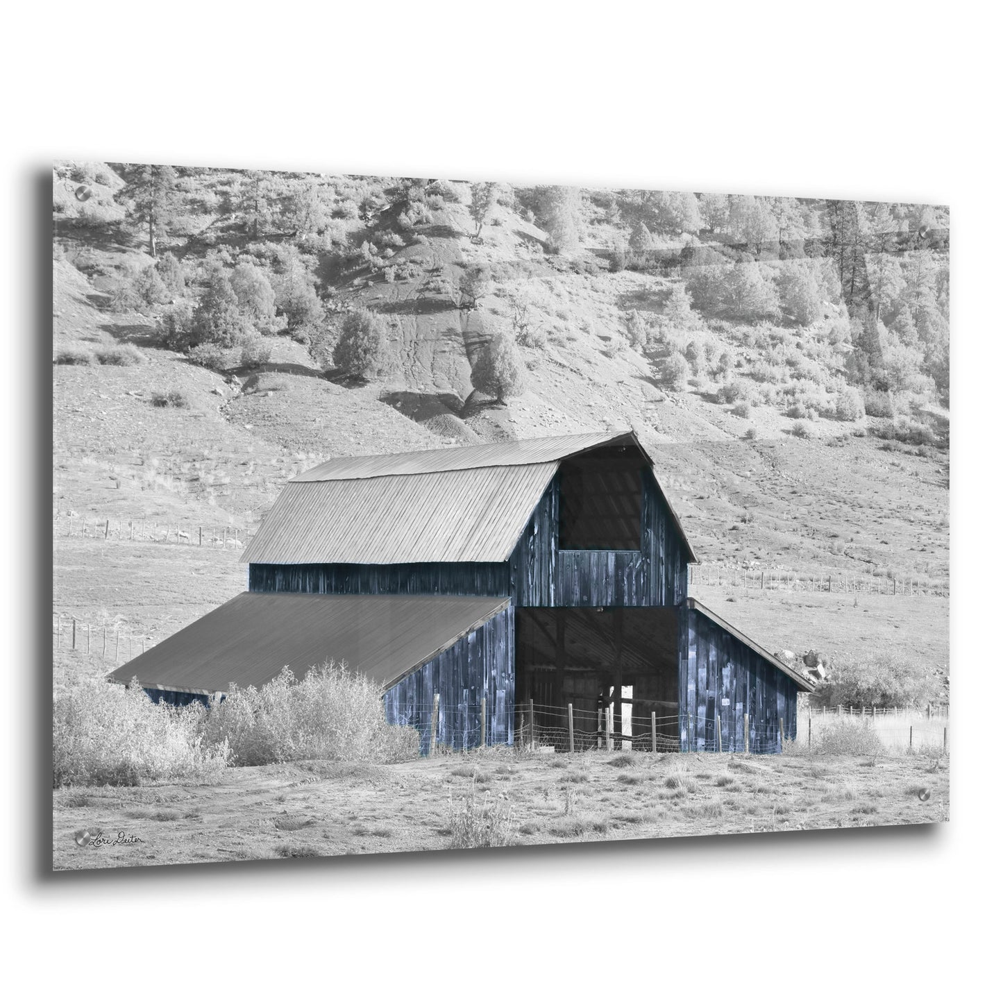 Epic Art 'Blue Barn II' by Lori Deiter, Acrylic Glass Wall Art,36x24