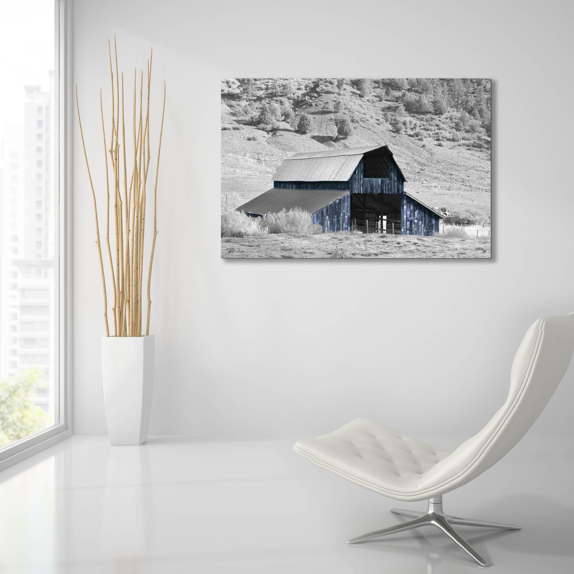 Epic Art 'Blue Barn II' by Lori Deiter, Acrylic Glass Wall Art,36x24