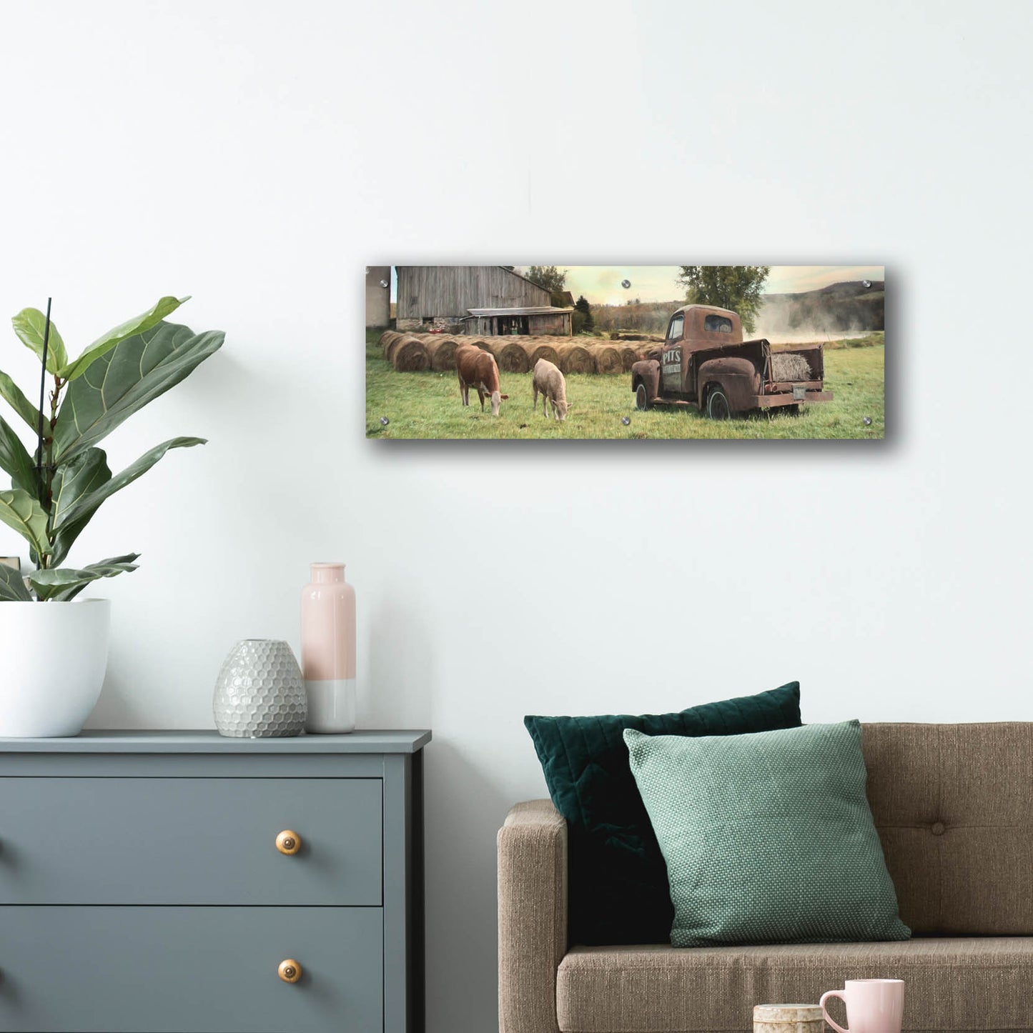 Epic Art 'Tioga County Farmland' by Lori Deiter, Acrylic Glass Wall Art,36x12