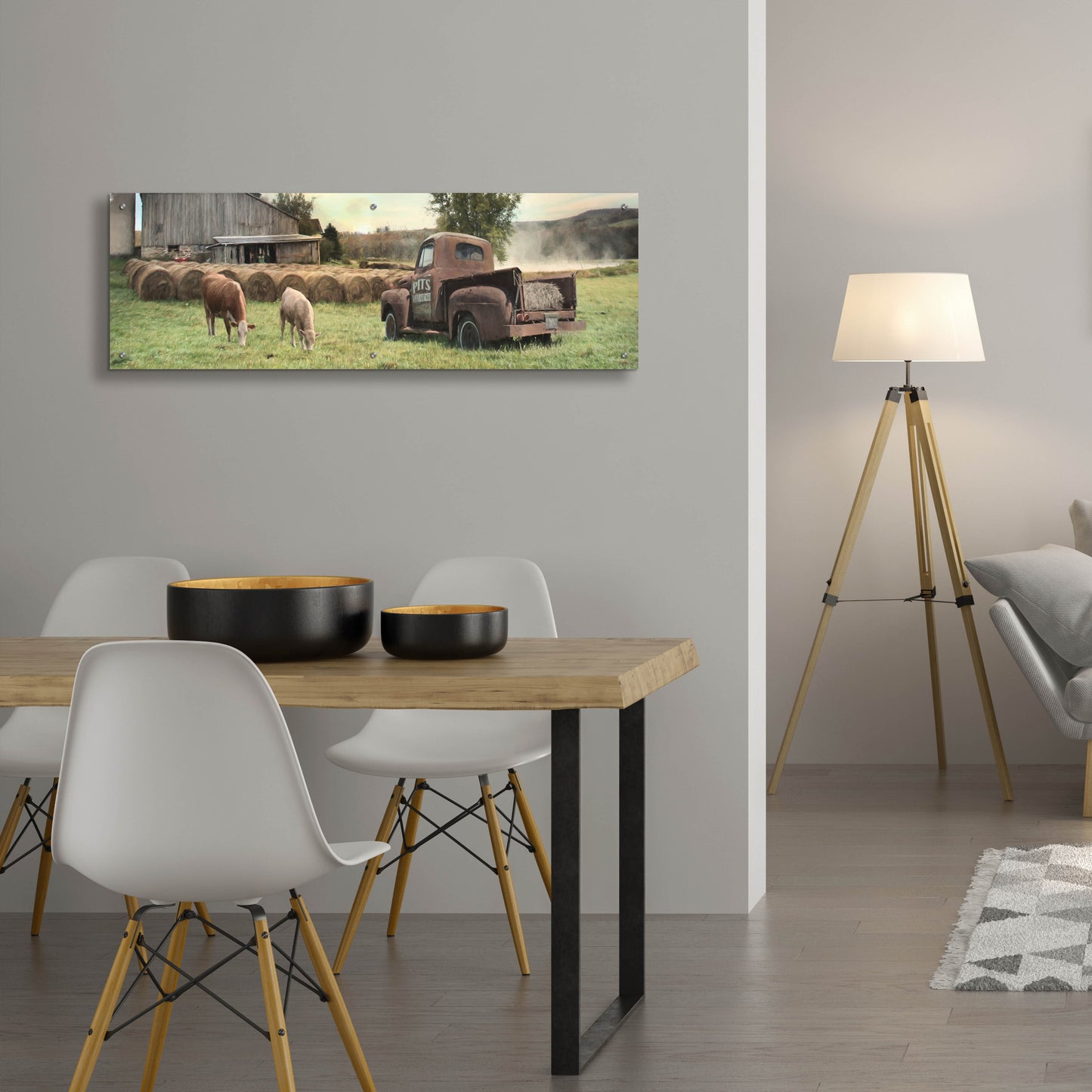 Epic Art 'Tioga County Farmland' by Lori Deiter, Acrylic Glass Wall Art,48x16