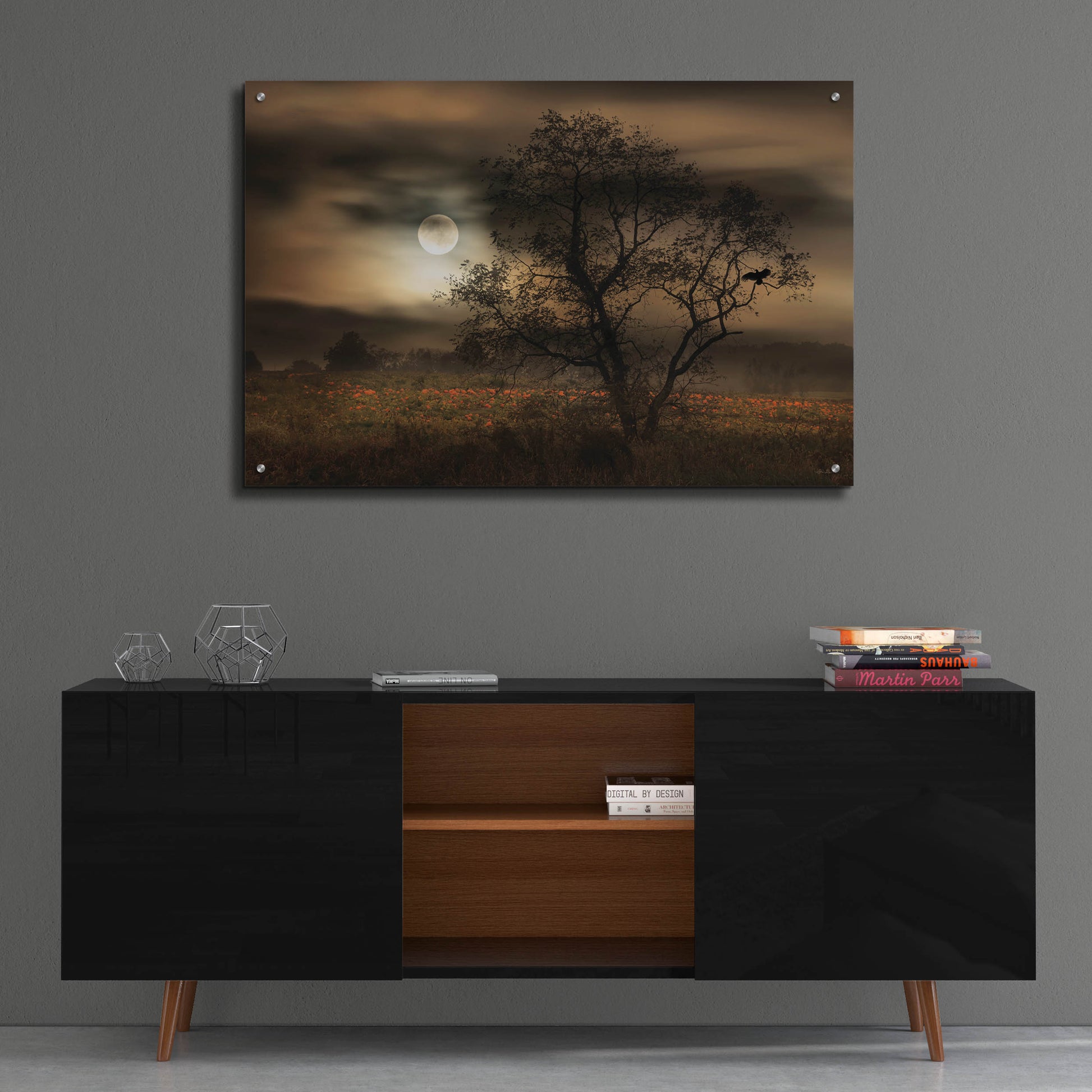 Epic Art 'When Pumpkins Glow by Moonlight' by Lori Deiter, Acrylic Glass Wall Art,36x24