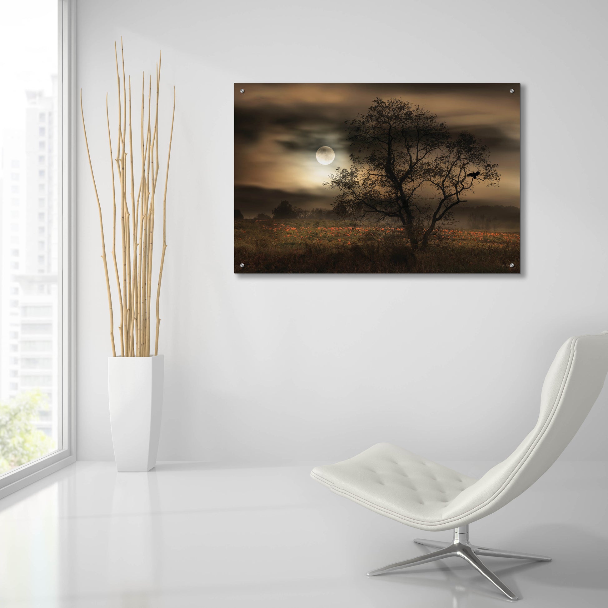 Epic Art 'When Pumpkins Glow by Moonlight' by Lori Deiter, Acrylic Glass Wall Art,36x24