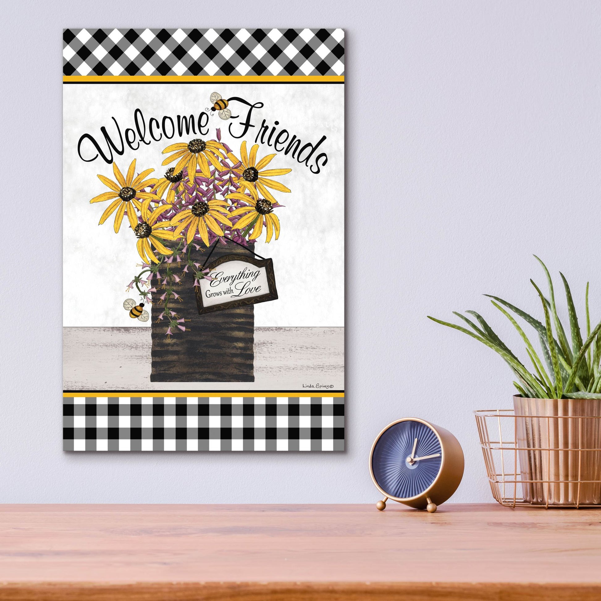 Epic Art 'Welcome Friends' by Linda Spivey, Acrylic Glass Wall Art,12x16