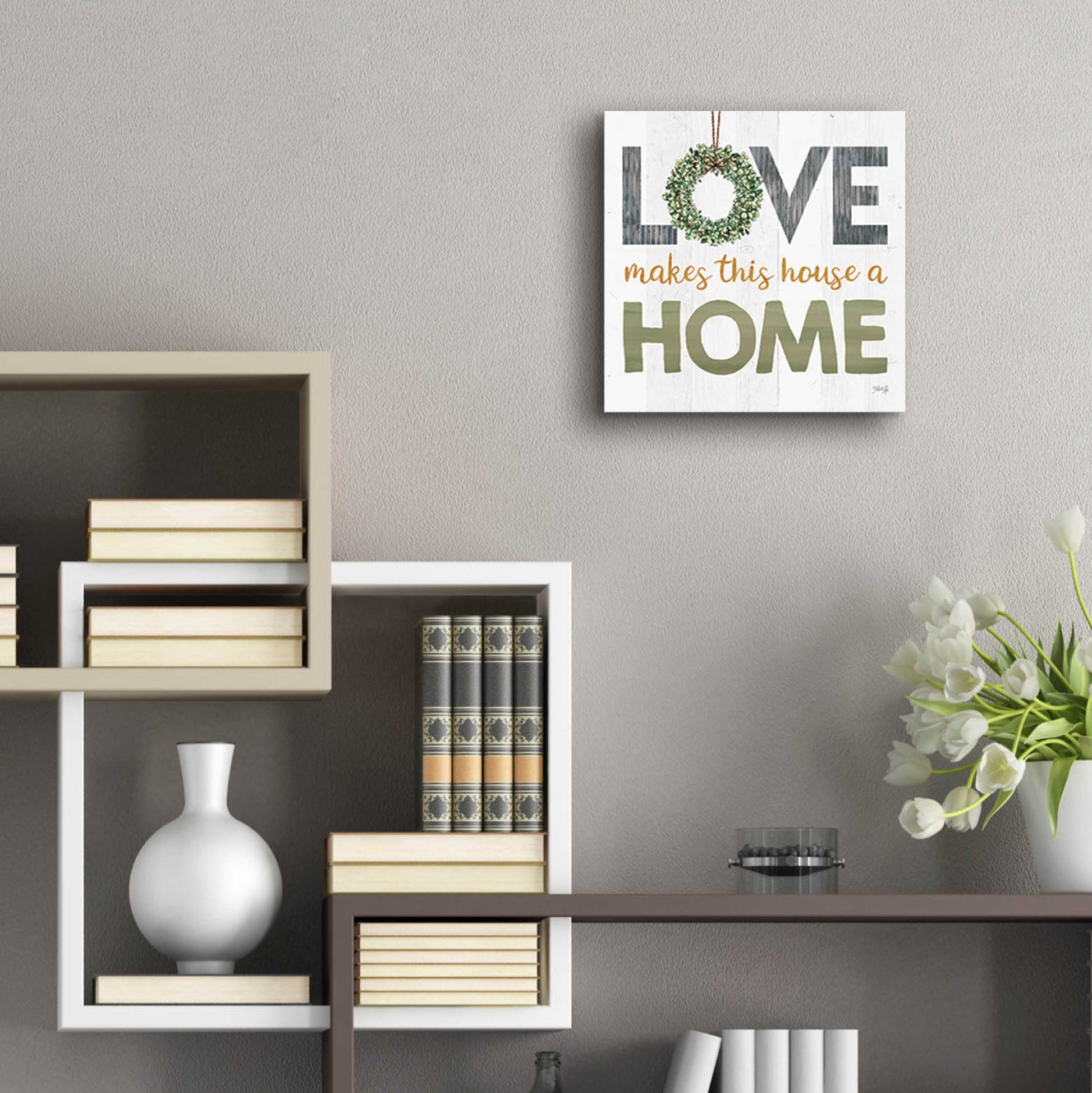 Epic Art 'Love Makes This House a Home Square' by Marla Rae, Acrylic Glass Wall Art,12x12