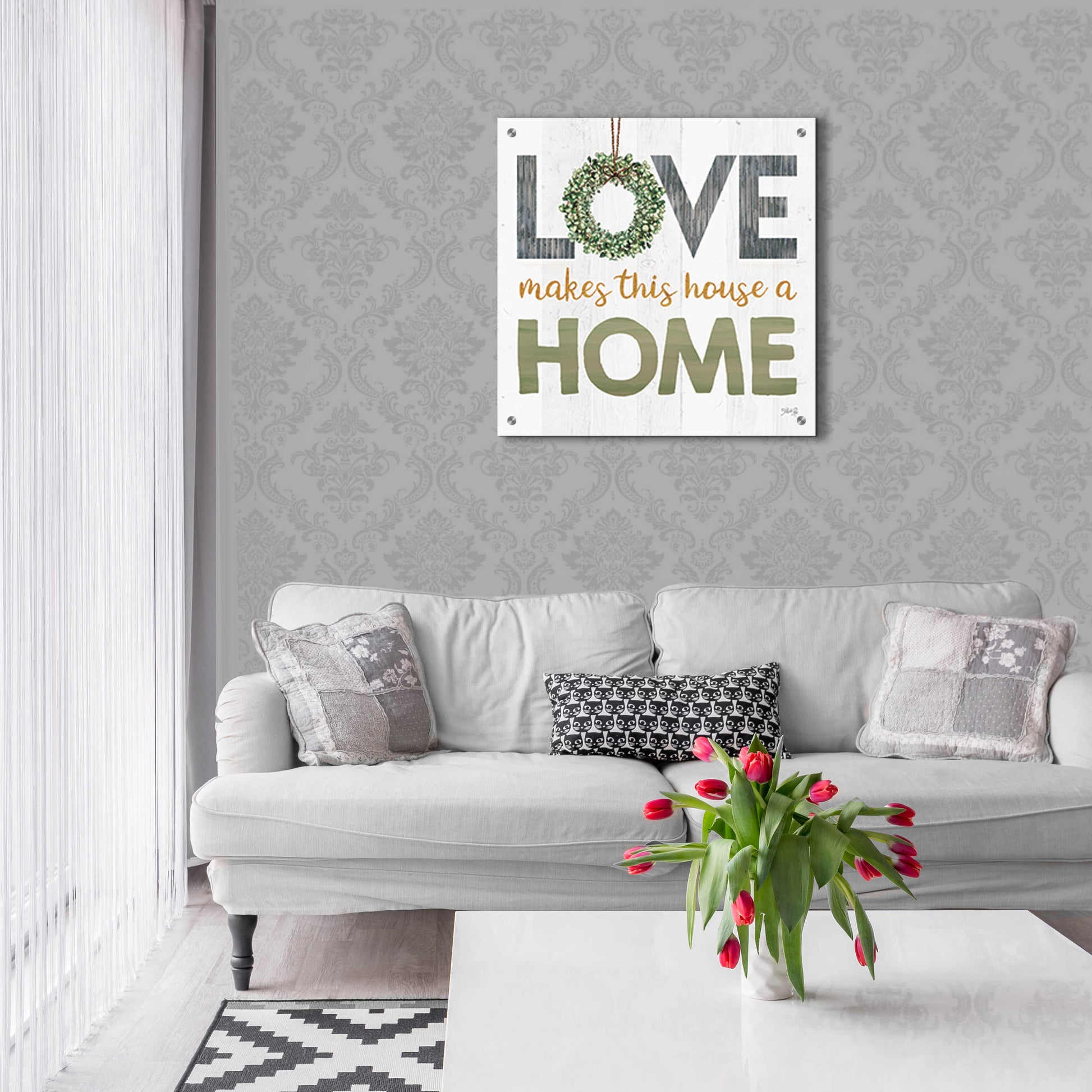 Epic Art 'Love Makes This House a Home Square' by Marla Rae, Acrylic Glass Wall Art,24x24