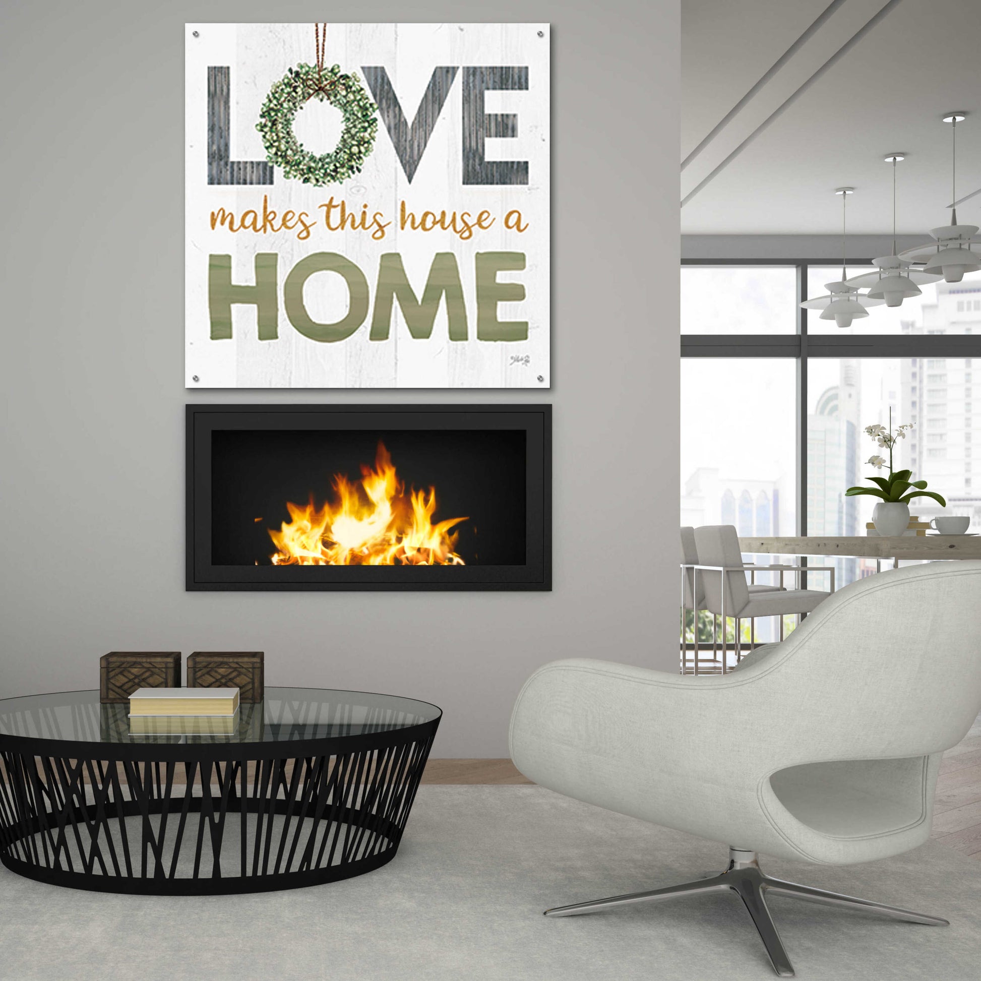 Epic Art 'Love Makes This House a Home Square' by Marla Rae, Acrylic Glass Wall Art,36x36