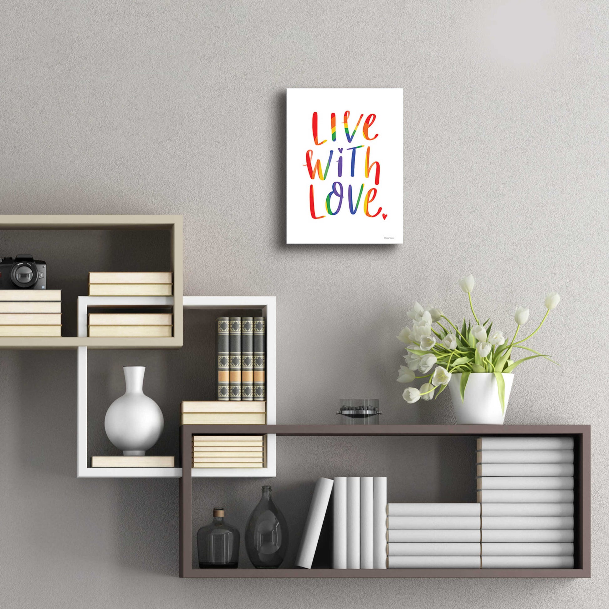 Epic Art 'Live with Love Rainbow' by Rachel Nieman, Acrylic Glass Wall Art,12x16