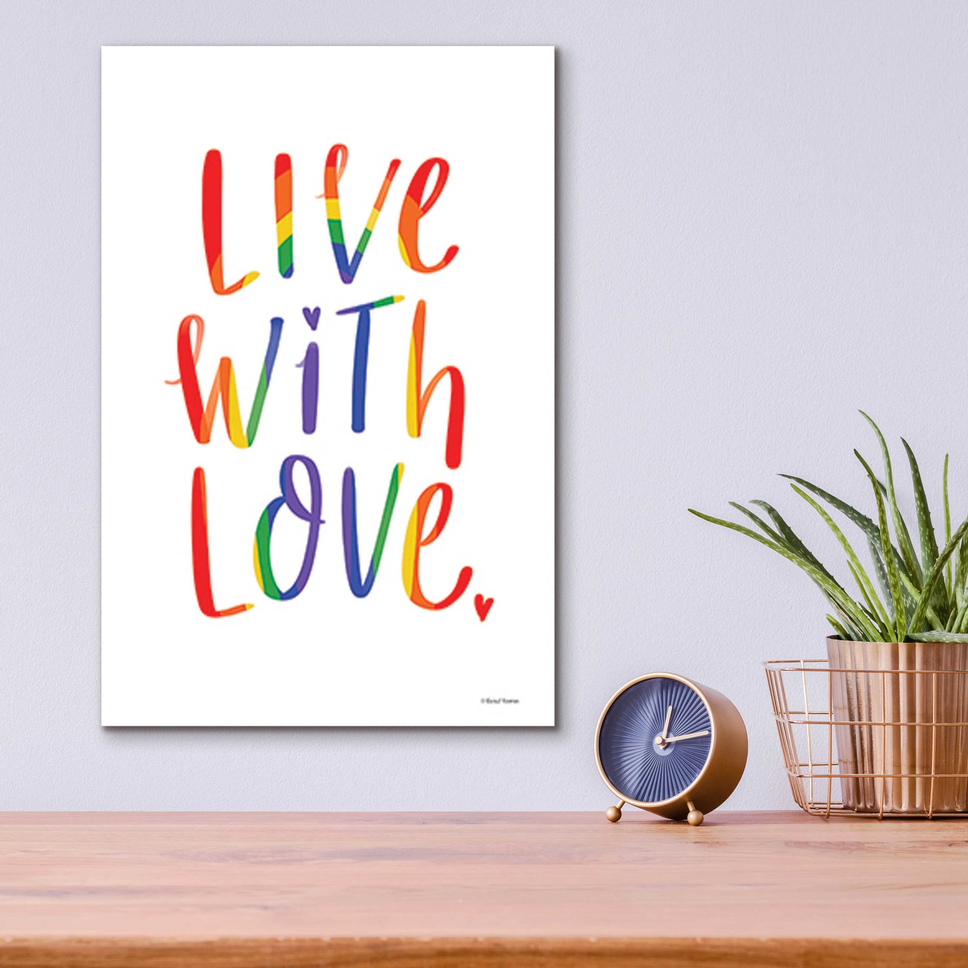 Epic Art 'Live with Love Rainbow' by Rachel Nieman, Acrylic Glass Wall Art,12x16