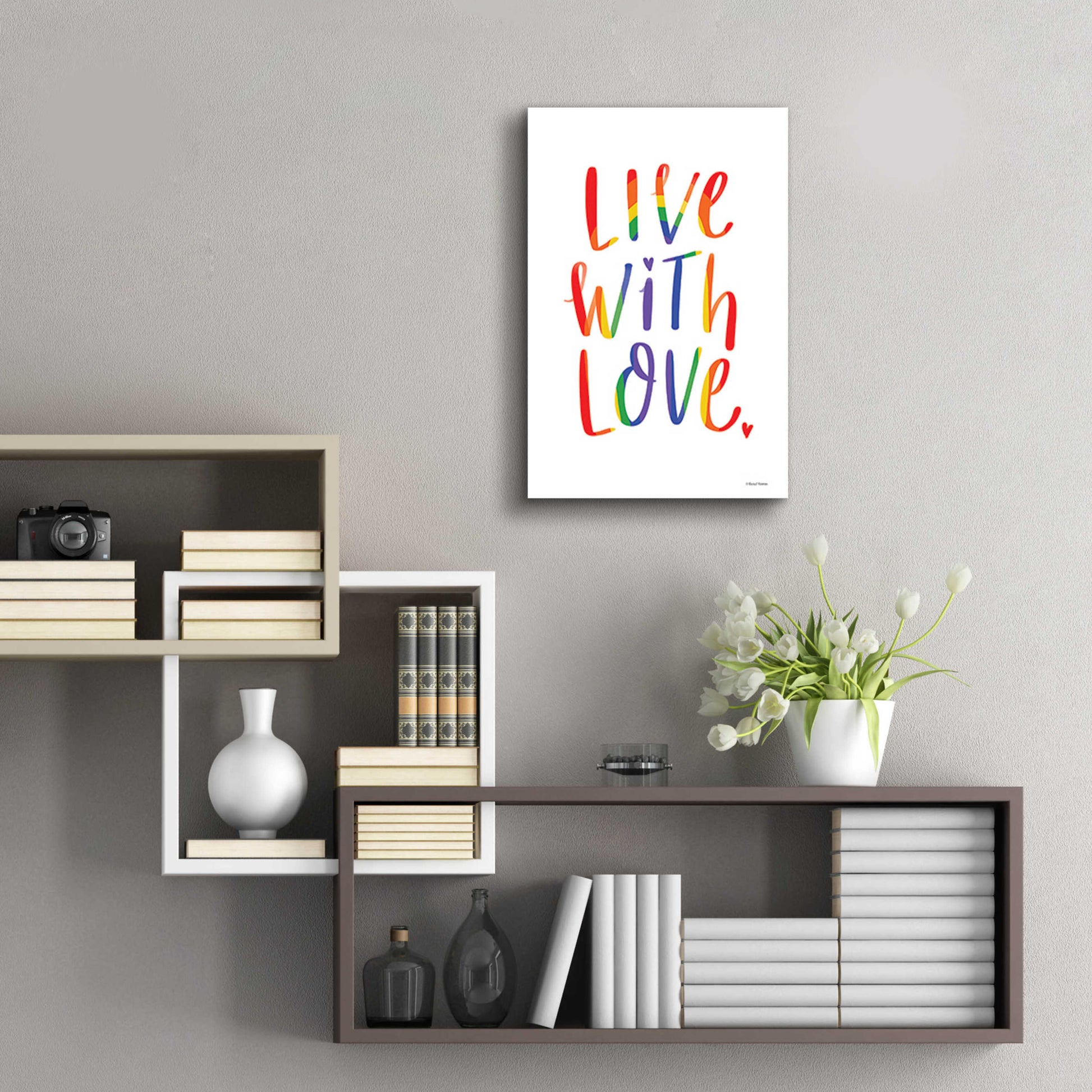 Epic Art 'Live with Love Rainbow' by Rachel Nieman, Acrylic Glass Wall Art,16x24