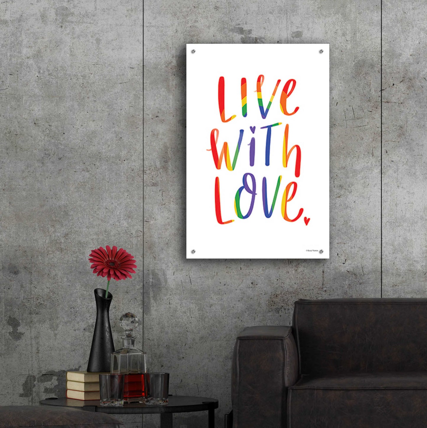 Epic Art 'Live with Love Rainbow' by Rachel Nieman, Acrylic Glass Wall Art,24x36