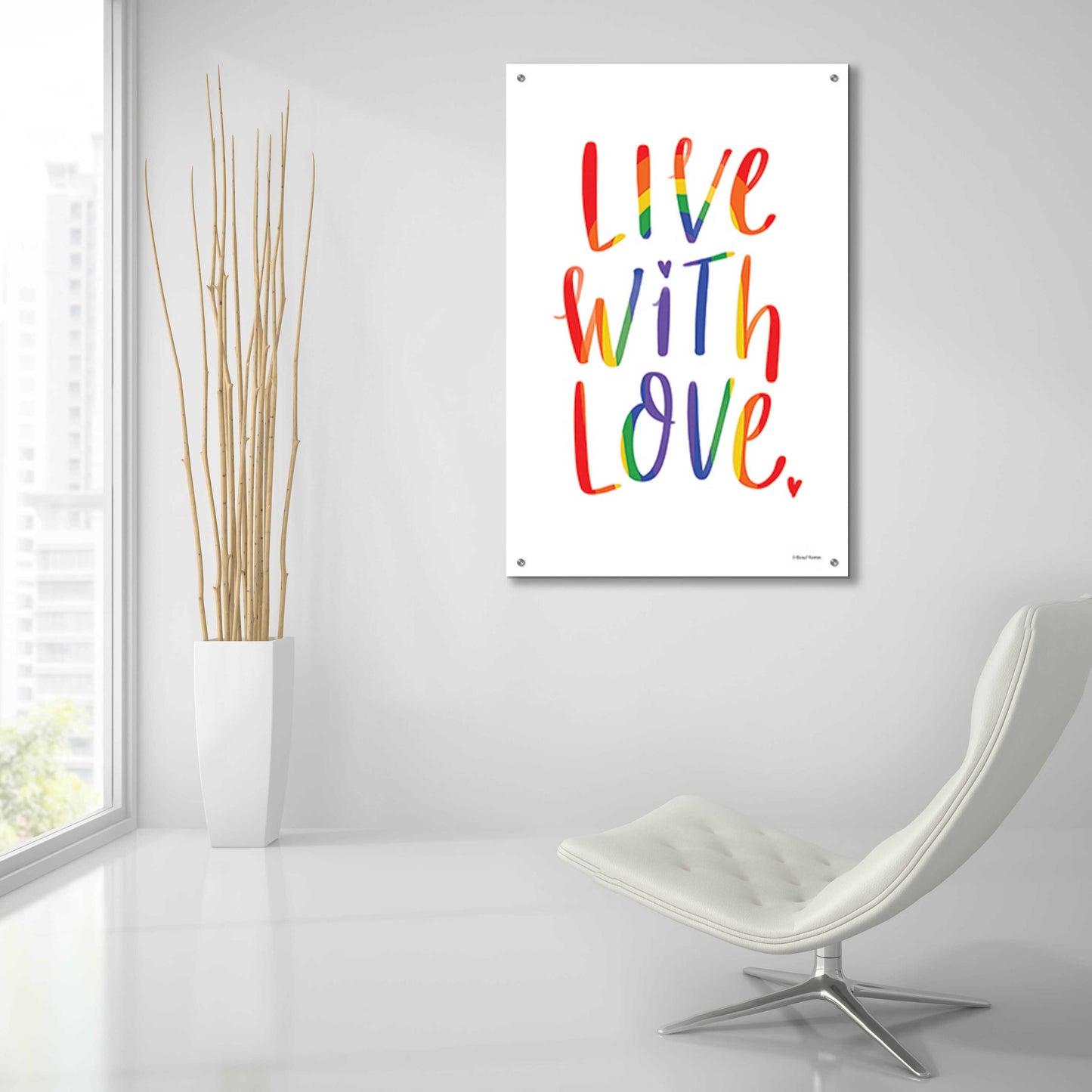 Epic Art 'Live with Love Rainbow' by Rachel Nieman, Acrylic Glass Wall Art,24x36