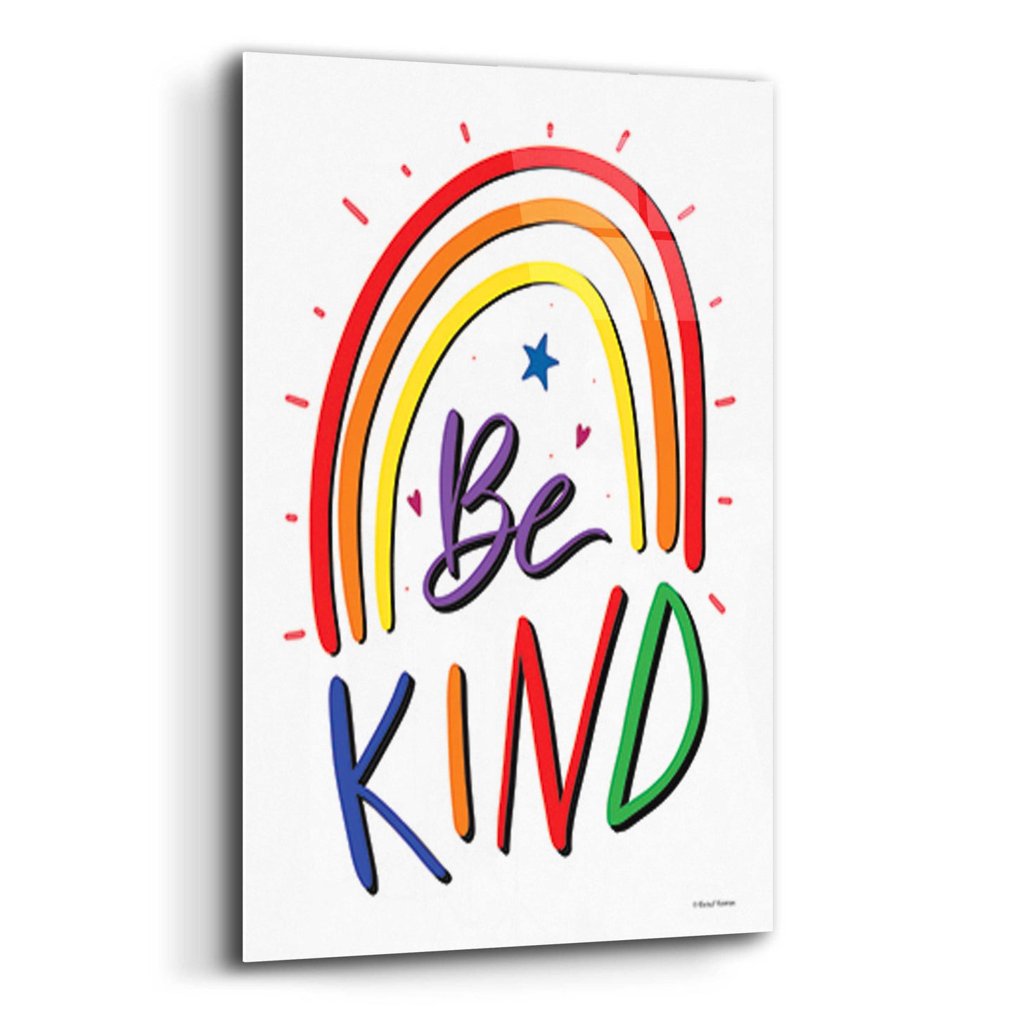 Epic Art 'Be Kind Rainbow' by Rachel Nieman, Acrylic Glass Wall Art,12x16