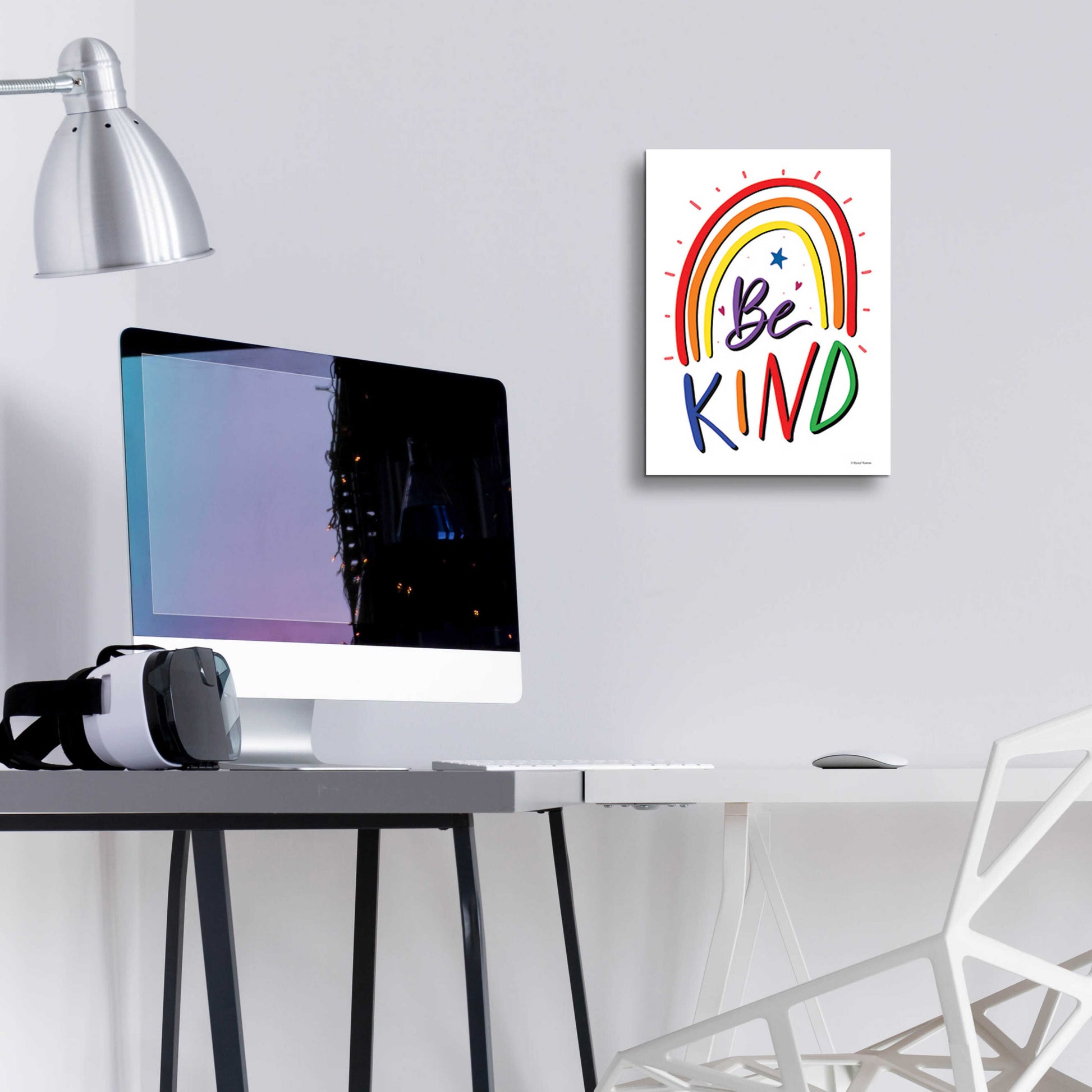 Epic Art 'Be Kind Rainbow' by Rachel Nieman, Acrylic Glass Wall Art,12x16