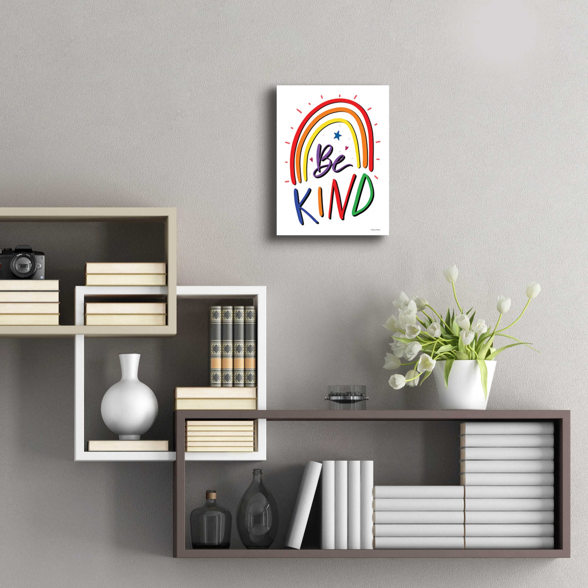 Epic Art 'Be Kind Rainbow' by Rachel Nieman, Acrylic Glass Wall Art,12x16