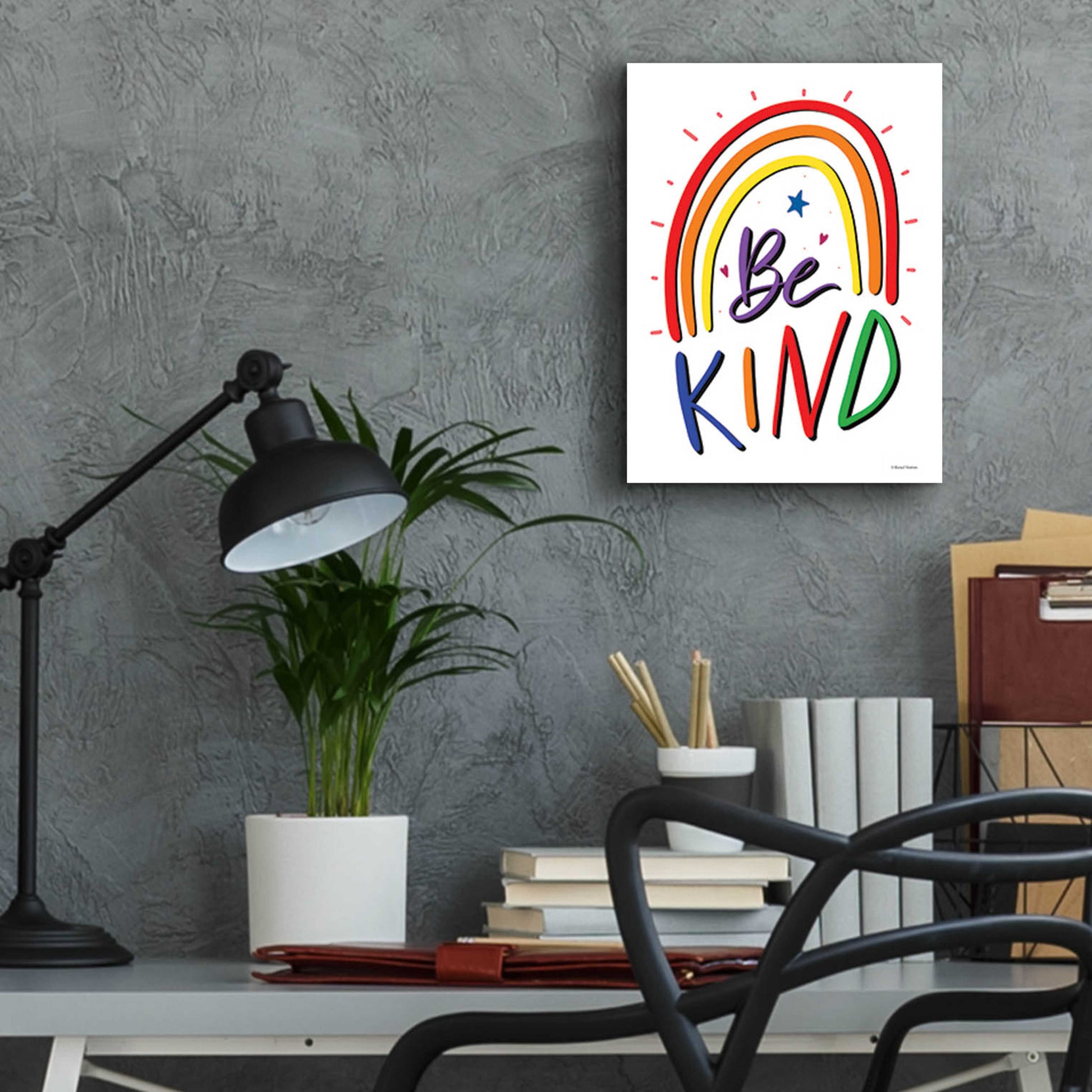 Epic Art 'Be Kind Rainbow' by Rachel Nieman, Acrylic Glass Wall Art,12x16