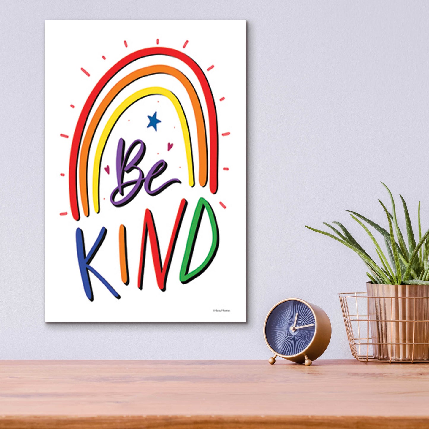 Epic Art 'Be Kind Rainbow' by Rachel Nieman, Acrylic Glass Wall Art,12x16