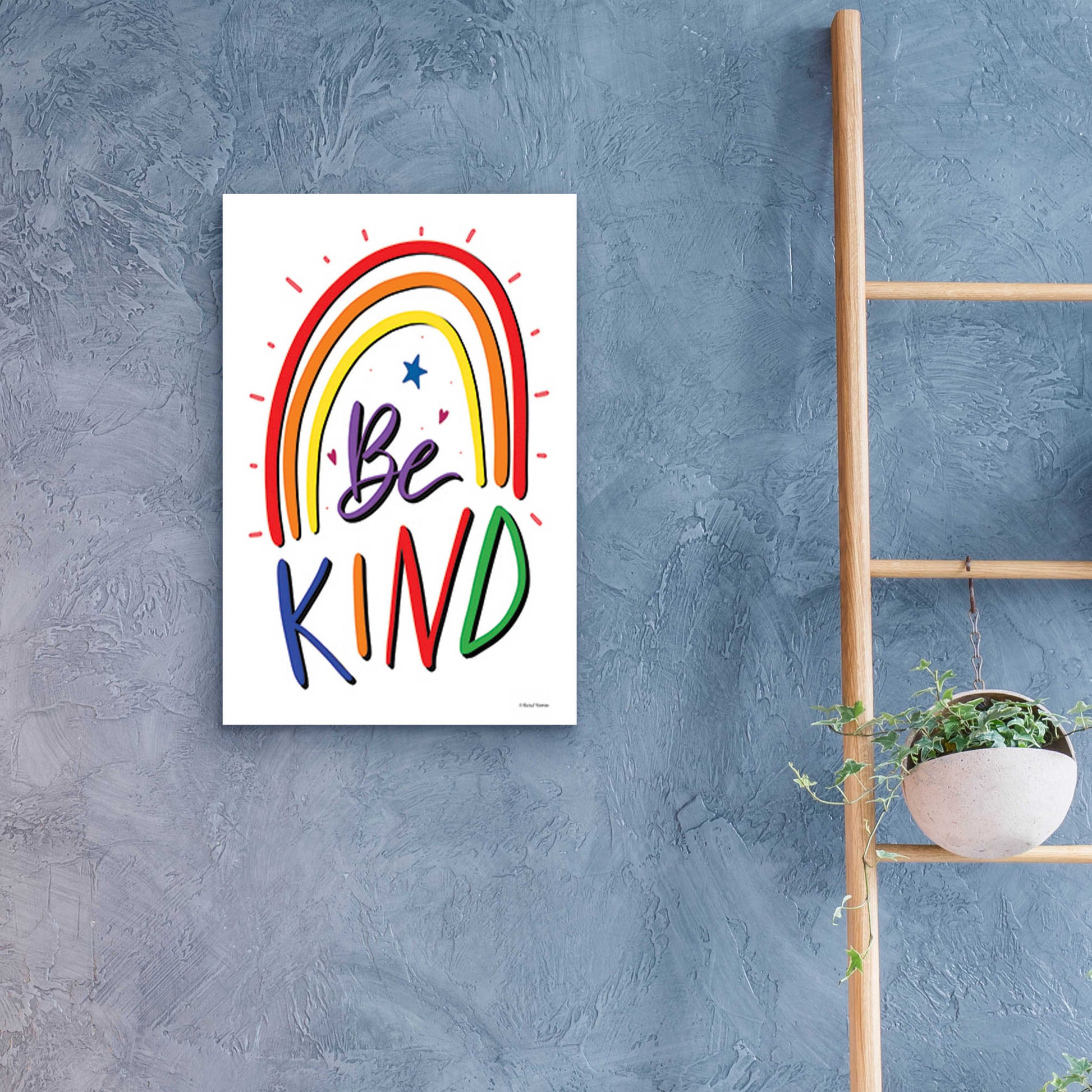 Epic Art 'Be Kind Rainbow' by Rachel Nieman, Acrylic Glass Wall Art,16x24