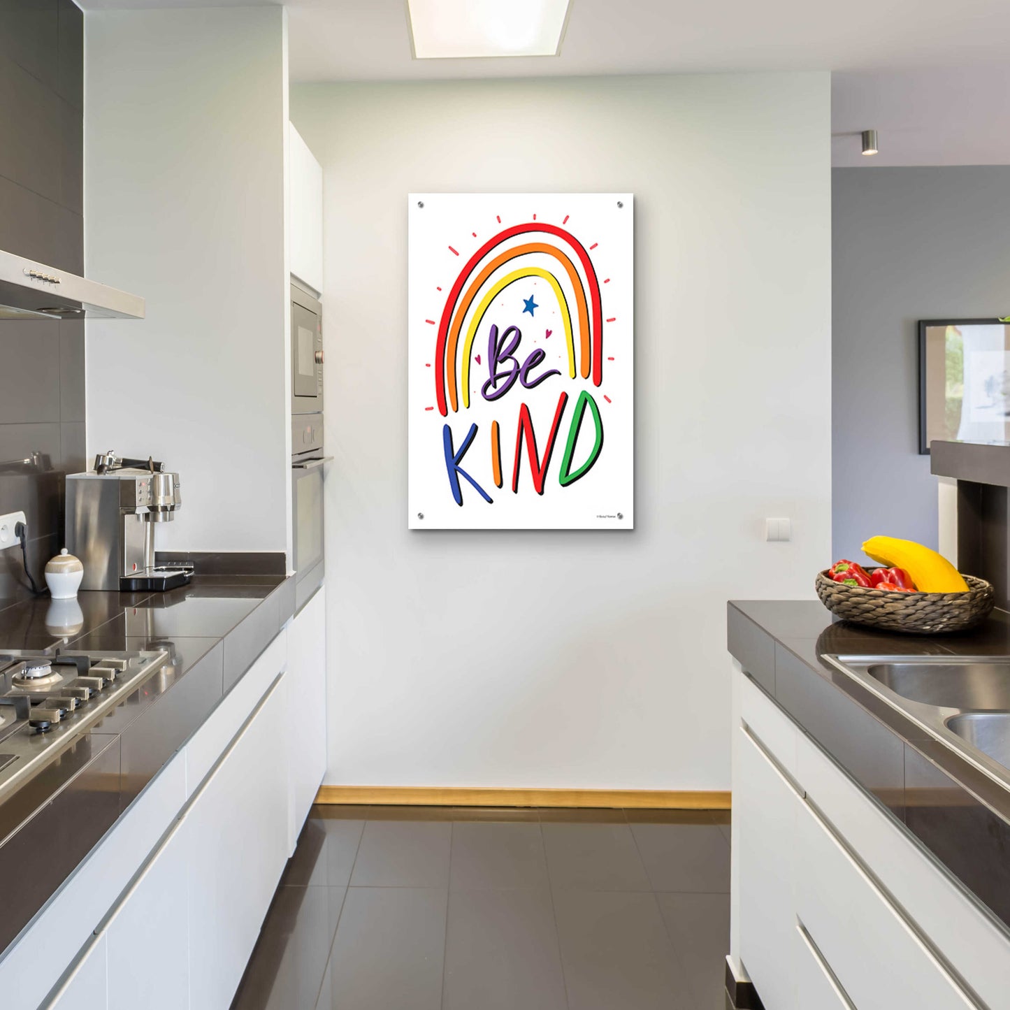 Epic Art 'Be Kind Rainbow' by Rachel Nieman, Acrylic Glass Wall Art,24x36