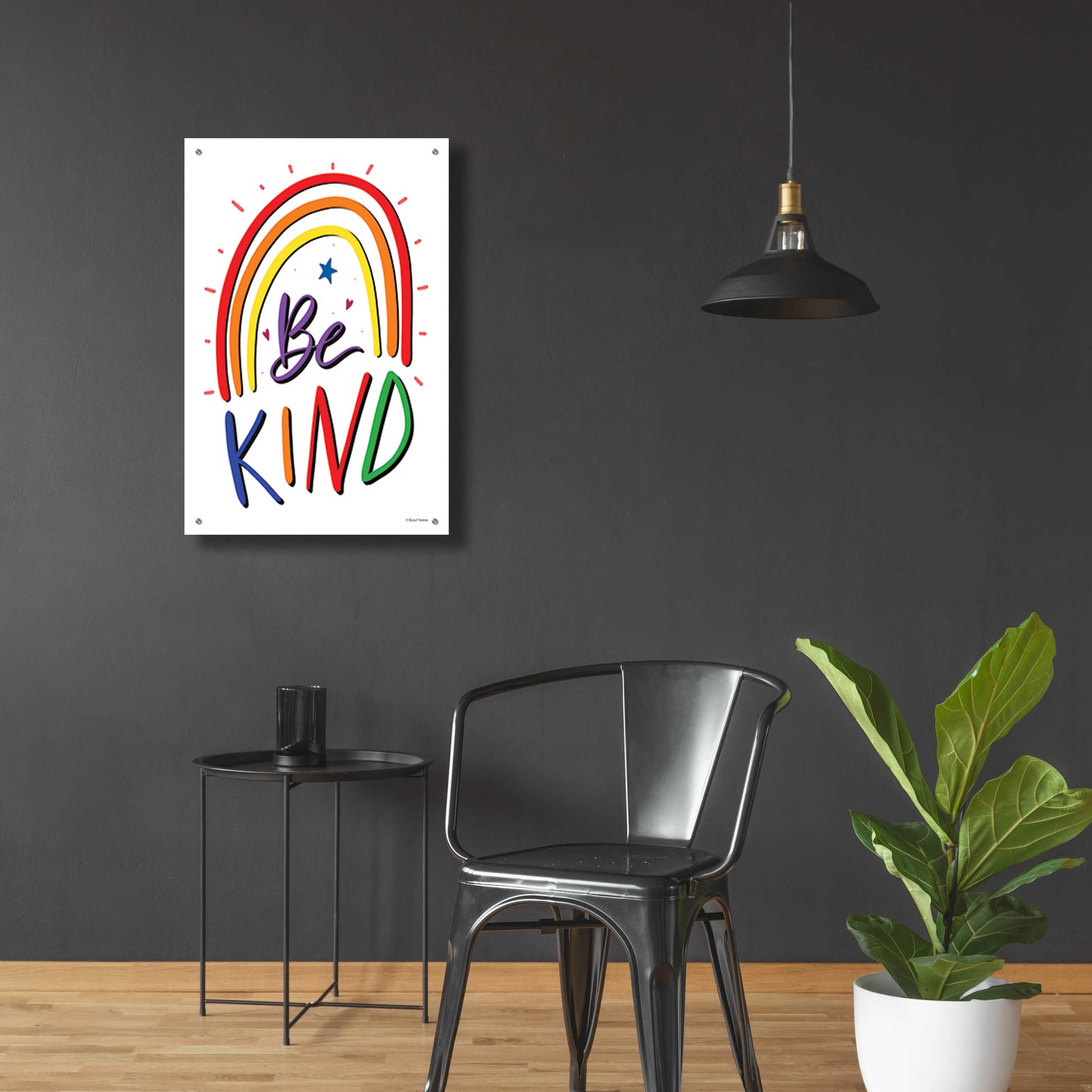 Epic Art 'Be Kind Rainbow' by Rachel Nieman, Acrylic Glass Wall Art,24x36