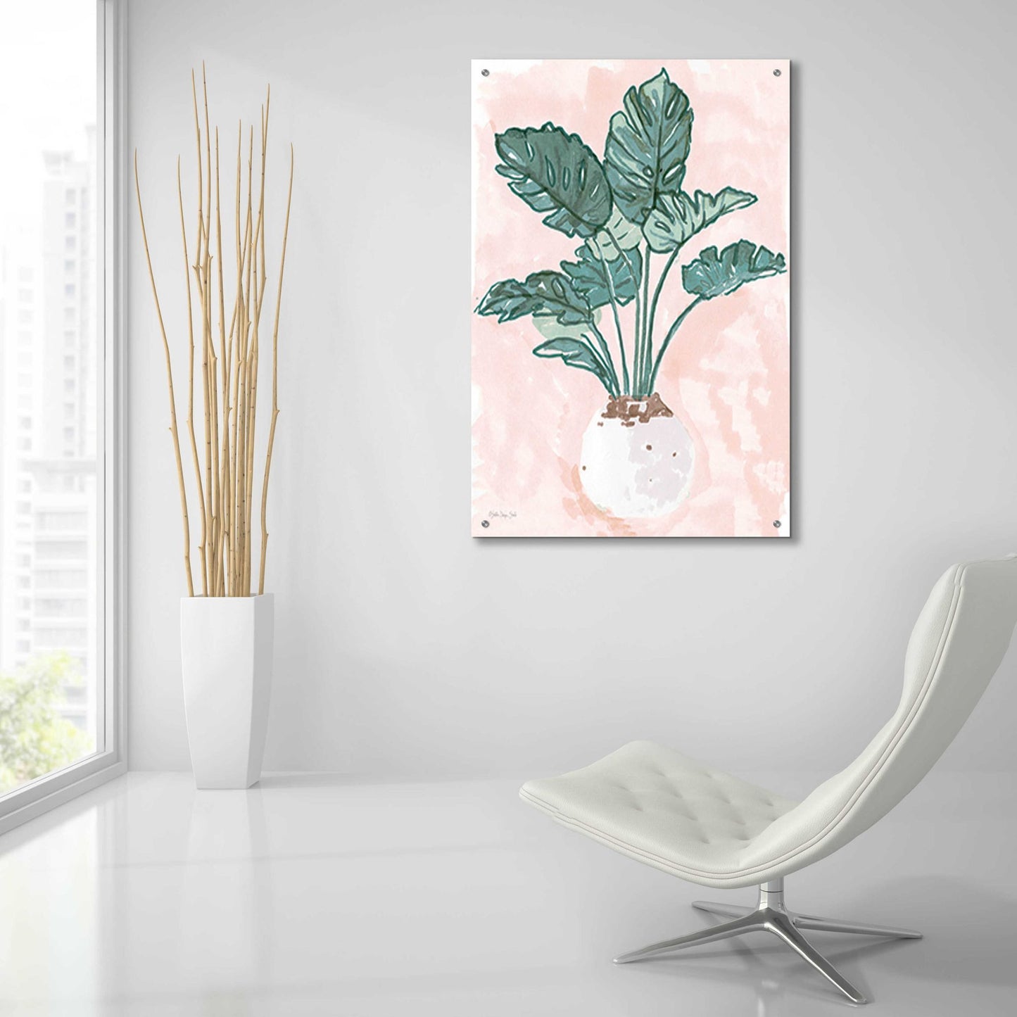 Epic Art 'Pink Palms 1' by Stellar Design Studio, Acrylic Glass Wall Art,24x36