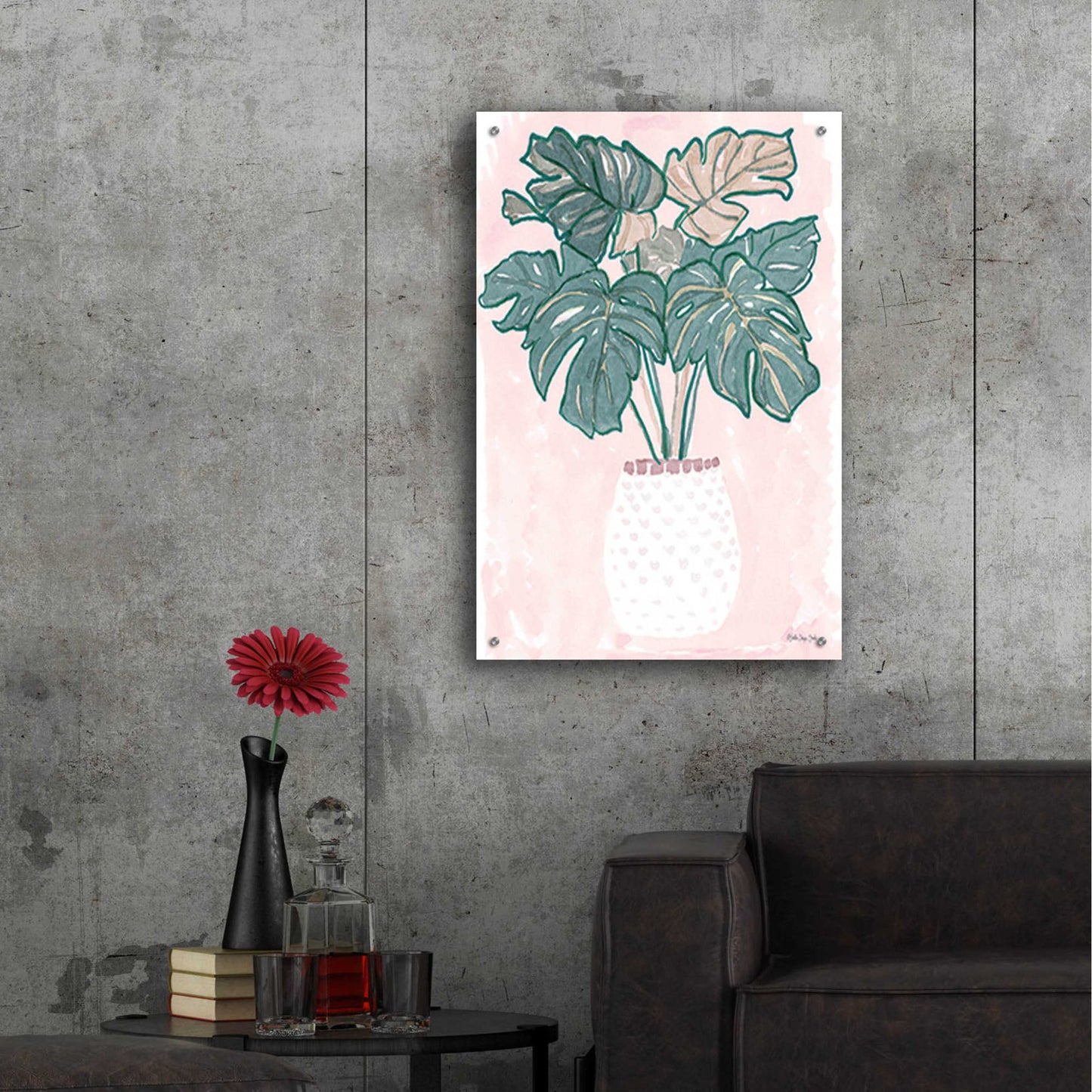 Epic Art 'Pink Palms 2' by Stellar Design Studio, Acrylic Glass Wall Art,24x36