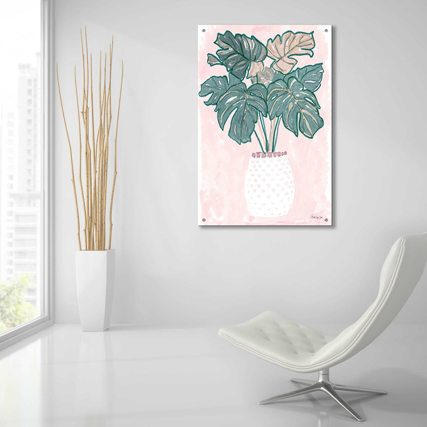 Epic Art 'Pink Palms 2' by Stellar Design Studio, Acrylic Glass Wall Art,24x36