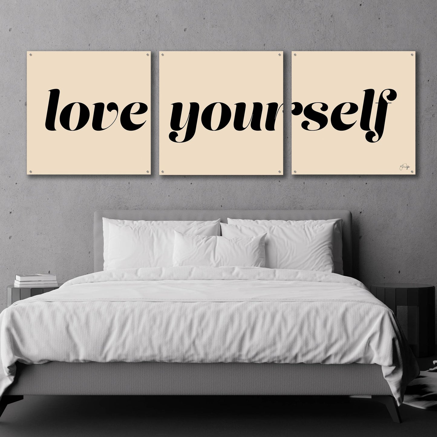 Epic Art 'Love Yourself' by Yass Naffas Designs, Acrylic Glass Wall Art, 3 Piece Set,108x36