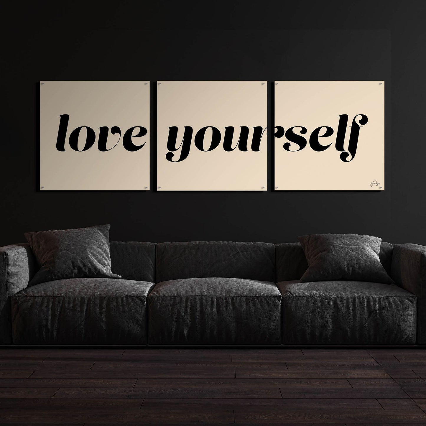 Epic Art 'Love Yourself' by Yass Naffas Designs, Acrylic Glass Wall Art, 3 Piece Set,108x36