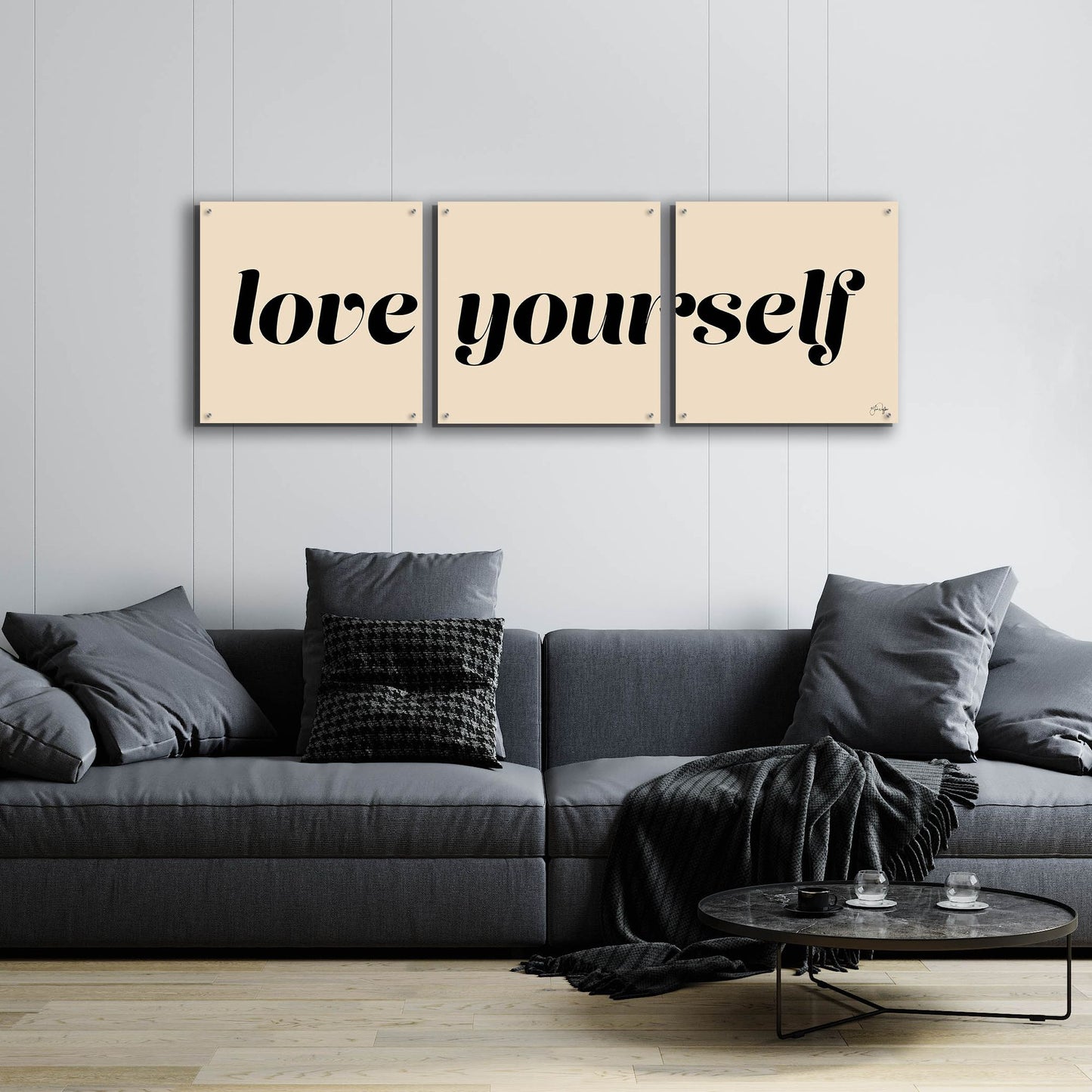 Epic Art 'Love Yourself' by Yass Naffas Designs, Acrylic Glass Wall Art, 3 Piece Set,72x24