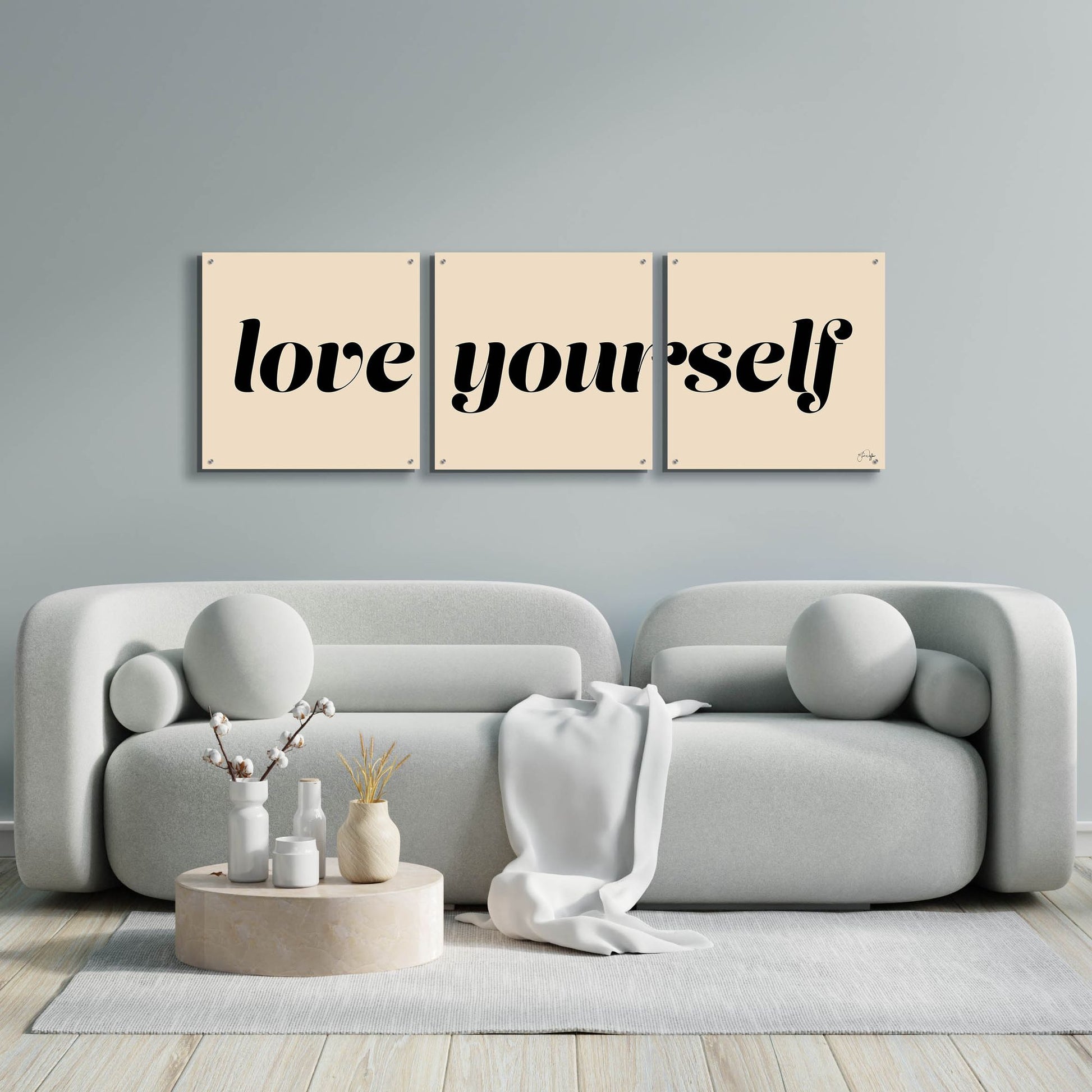 Epic Art 'Love Yourself' by Yass Naffas Designs, Acrylic Glass Wall Art, 3 Piece Set,72x24