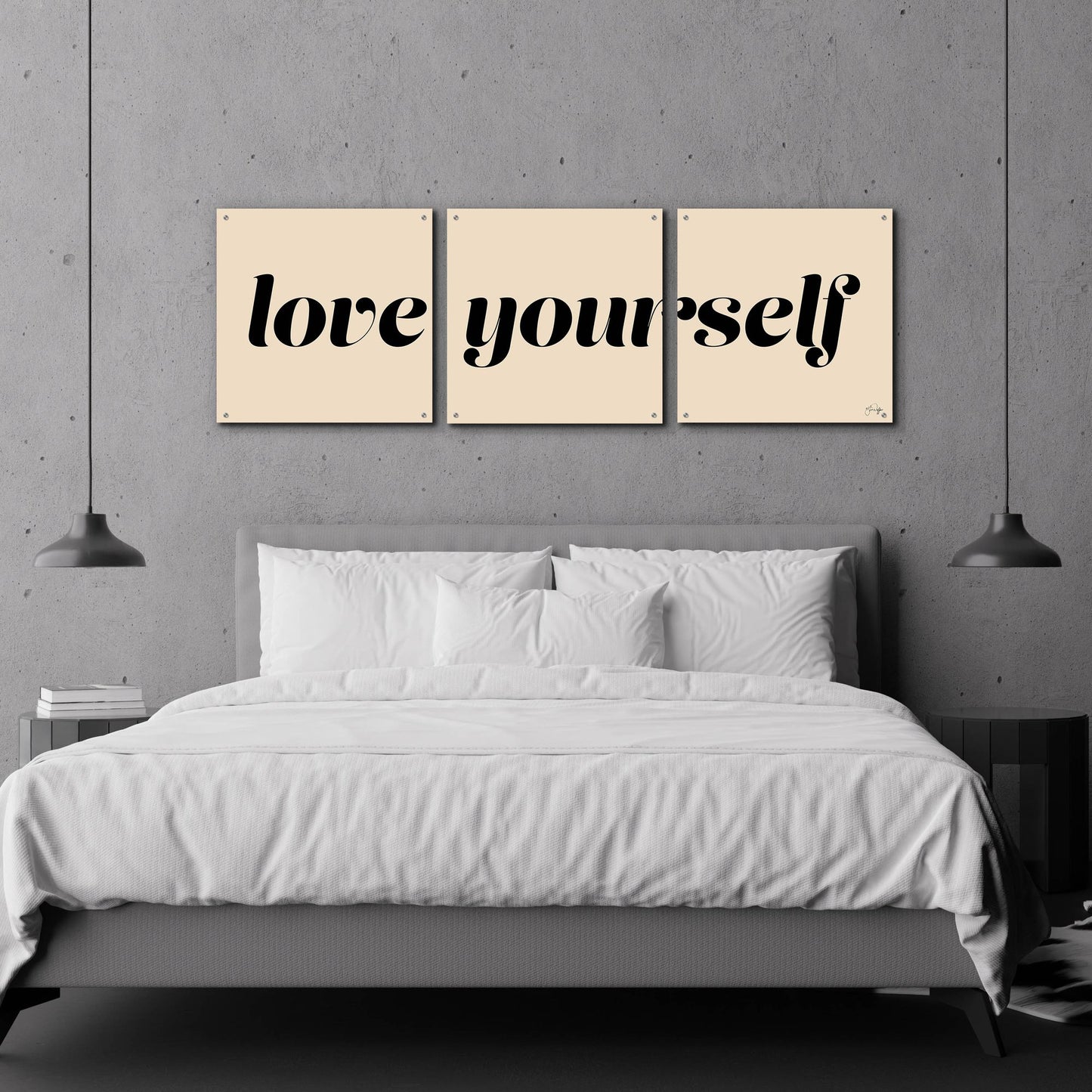 Epic Art 'Love Yourself' by Yass Naffas Designs, Acrylic Glass Wall Art, 3 Piece Set,72x24